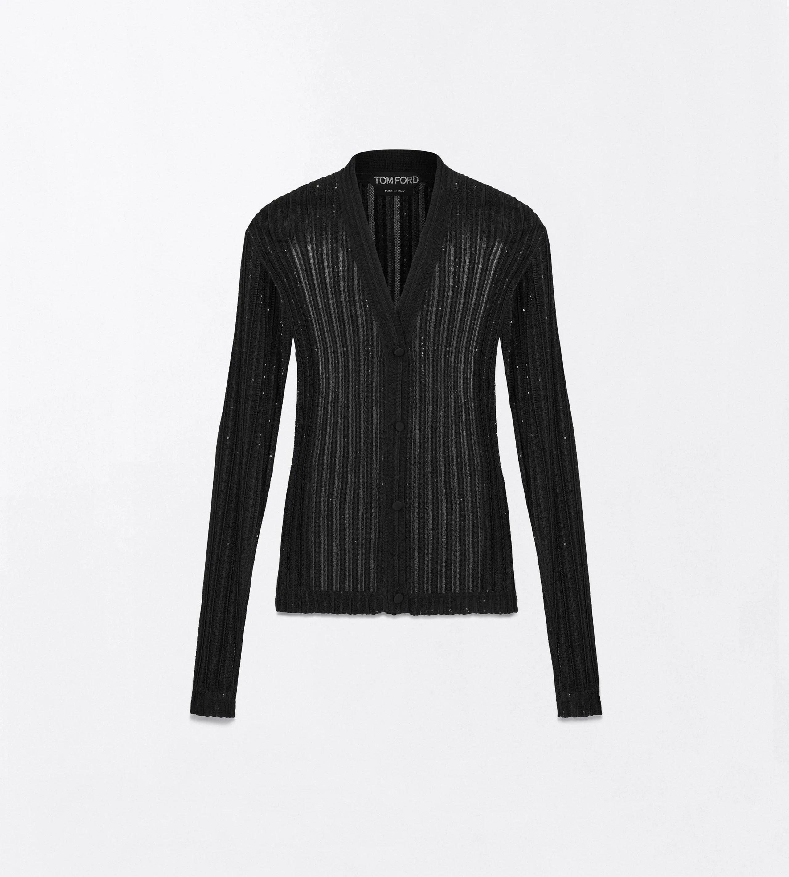 SHEER VELVET WITH MICRO SEQUINS RELAXED EVENING CARDIGAN - 1
