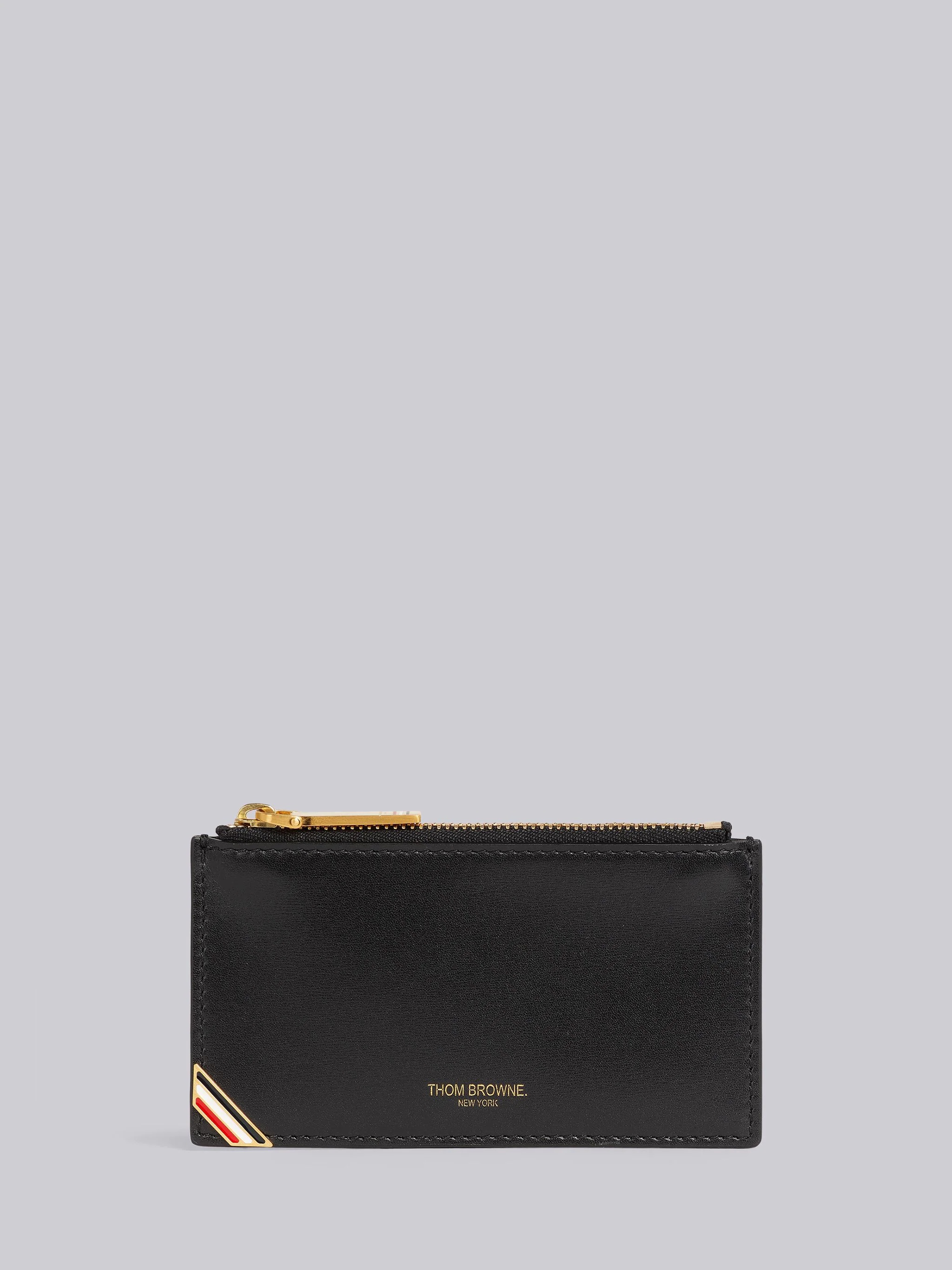 Black Box Calf Stripe Enamel Corner Zippered Card Holder - 1