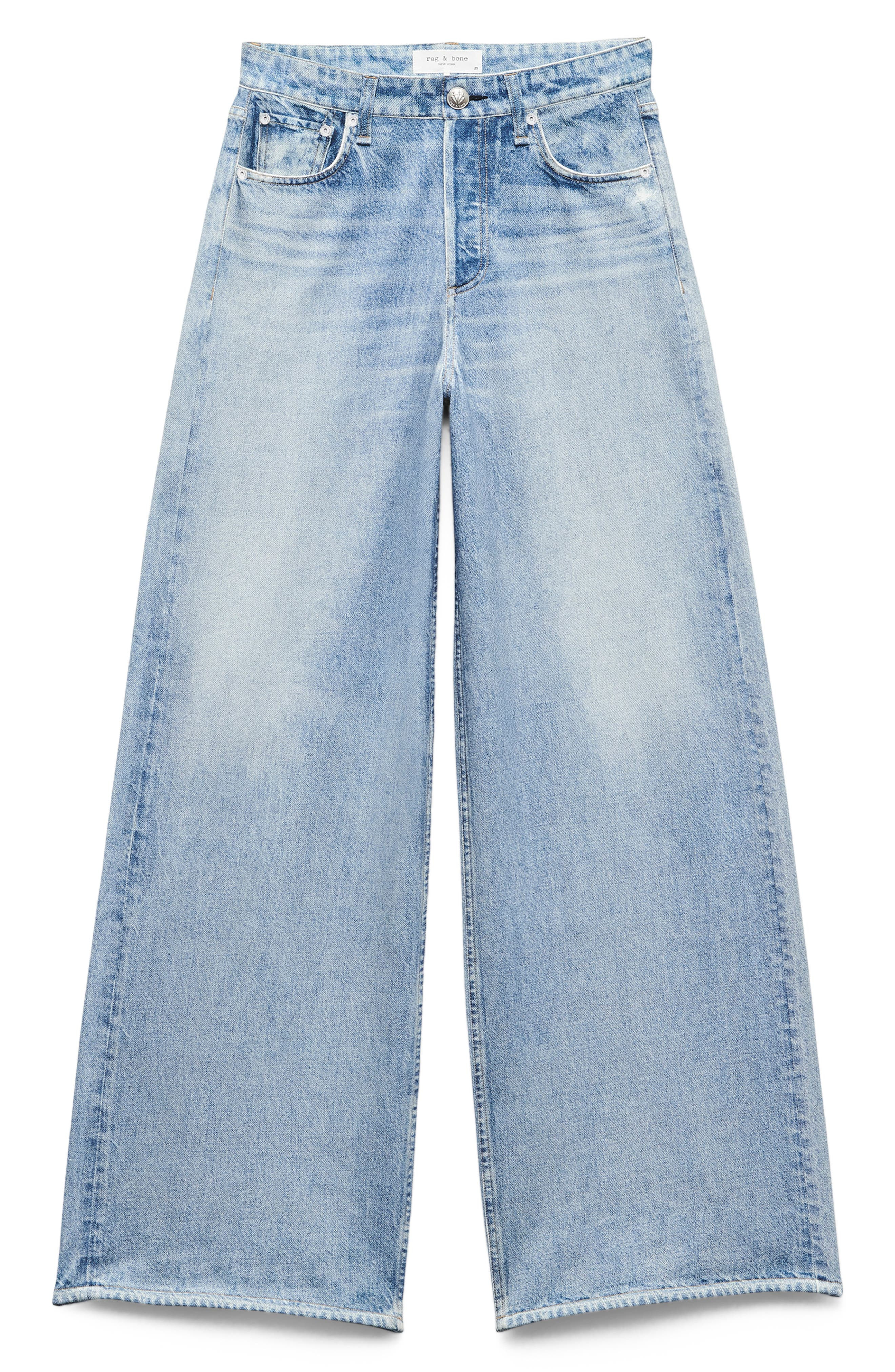 rag & bone Miramar Sofie High Waist Wide Leg Cotton Terry Sweatpant Jeans in Raily at Nordstrom - 4