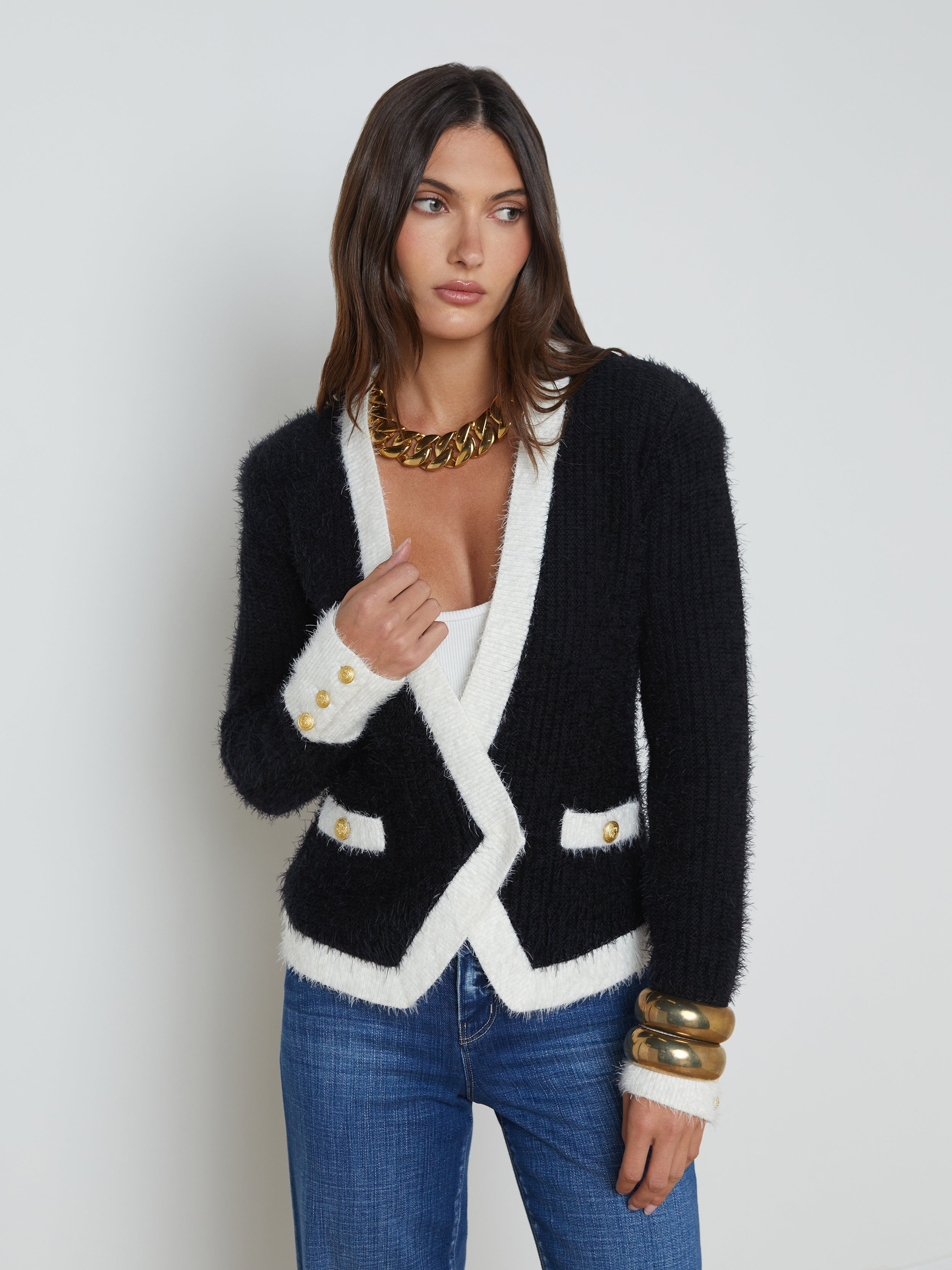 Georgia Contrast Cardigan Blazer - 2