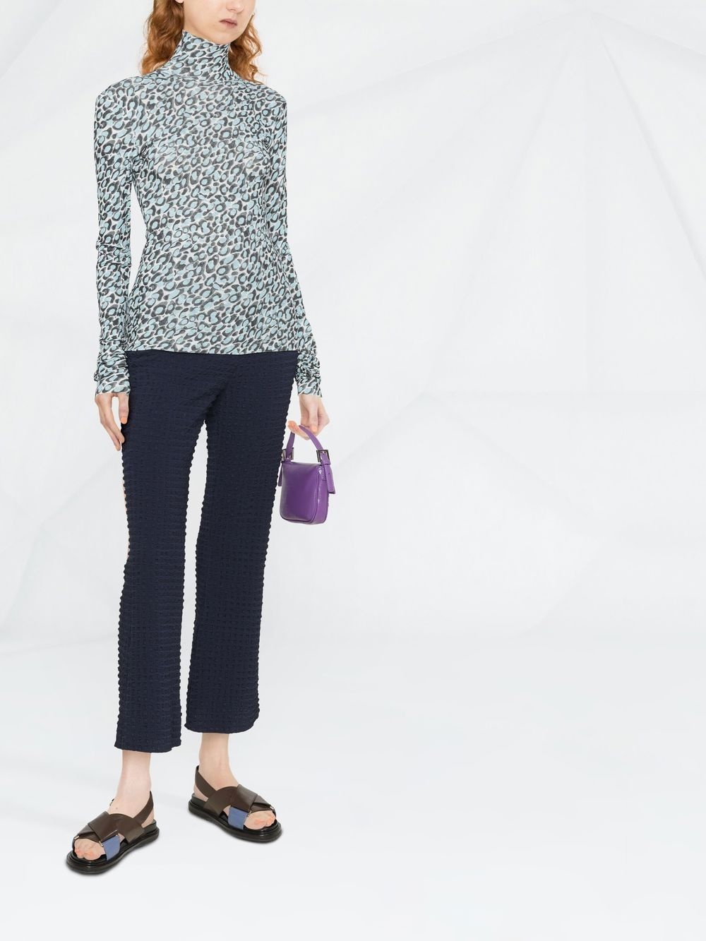 back cut-out patterned top - 4