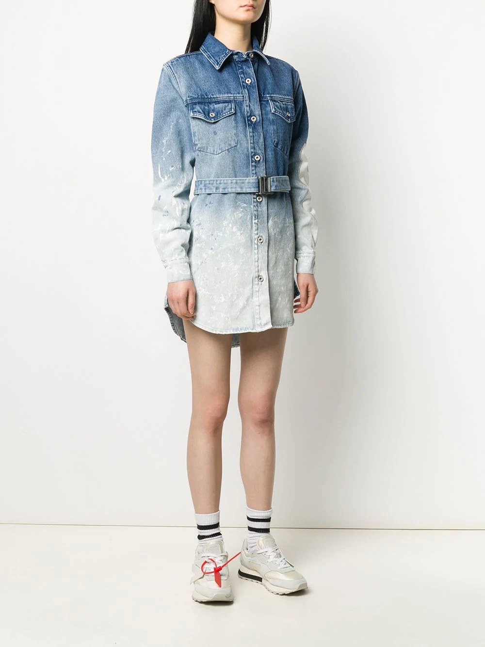 gradient denim shirt dress - 3