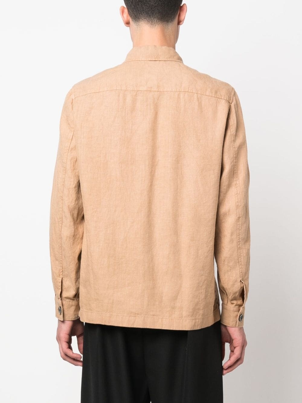 long-sleeved linen overshirt - 4