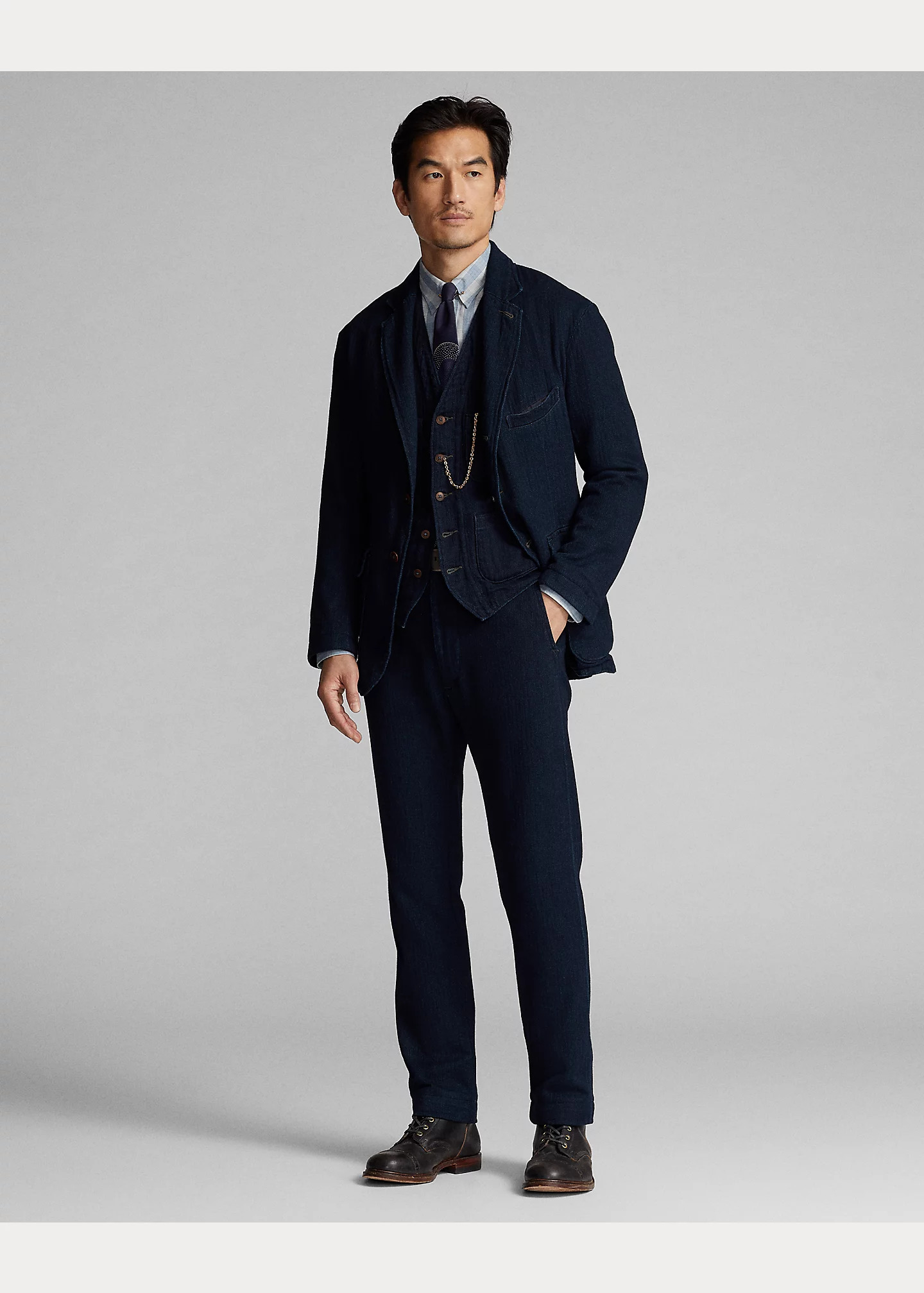 Indigo Herringbone Officer’s Pant - 2