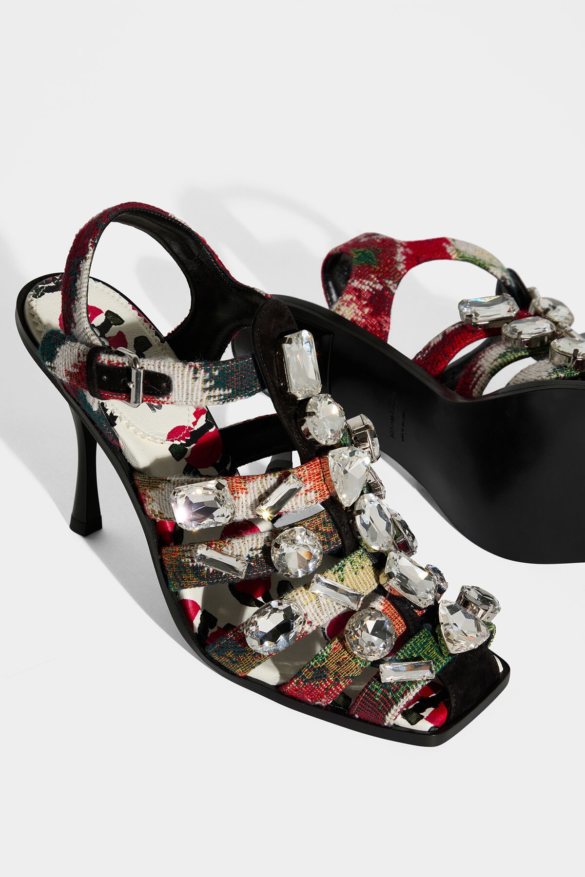 GRAPHIC JACQUARD HEELED SANDALS - 4