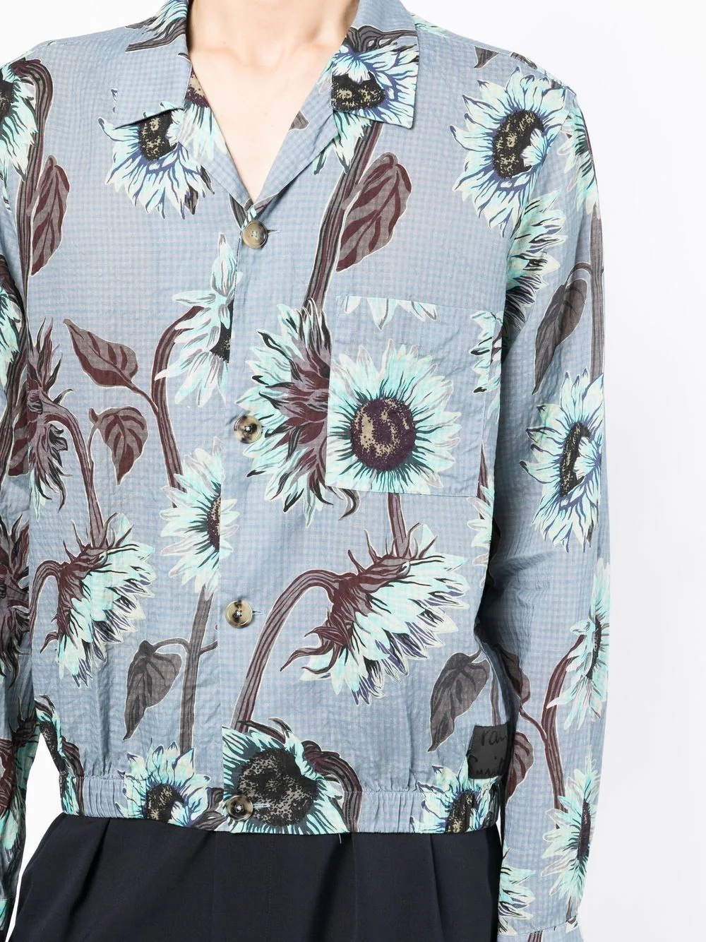 floral-print elasticated-hem shirt - 5