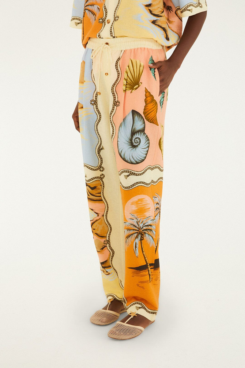 FARM RIO Multicolor Rio Souvenir Mixed Scarf Lenzing Ecovero Euroflax Pants outlook