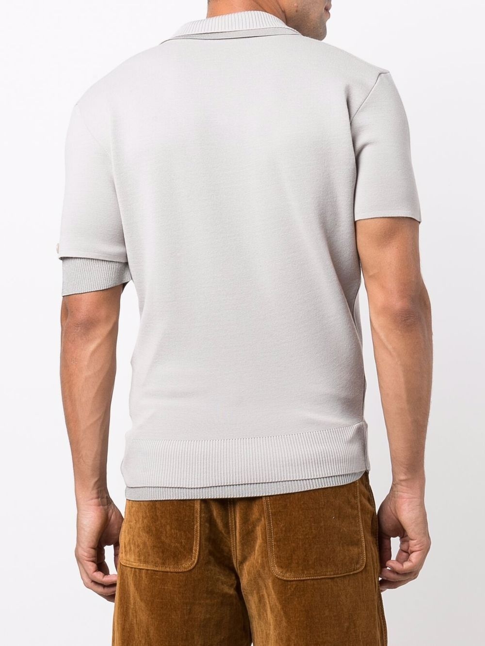 layered fine-knit polo shirt - 4