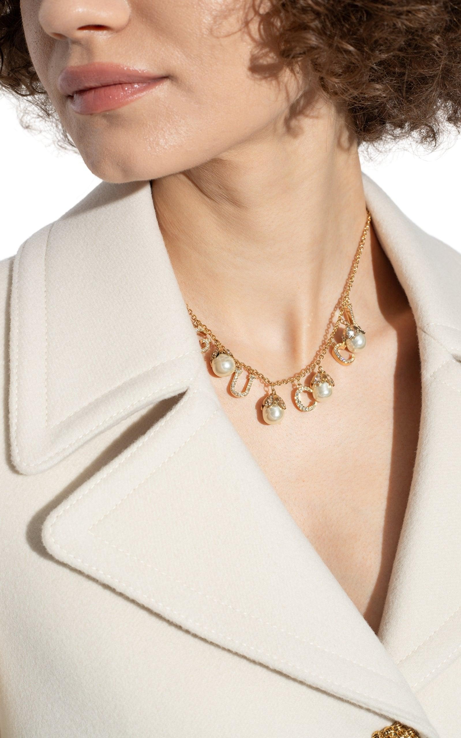Logo Pearl Embellished Necklace - 2