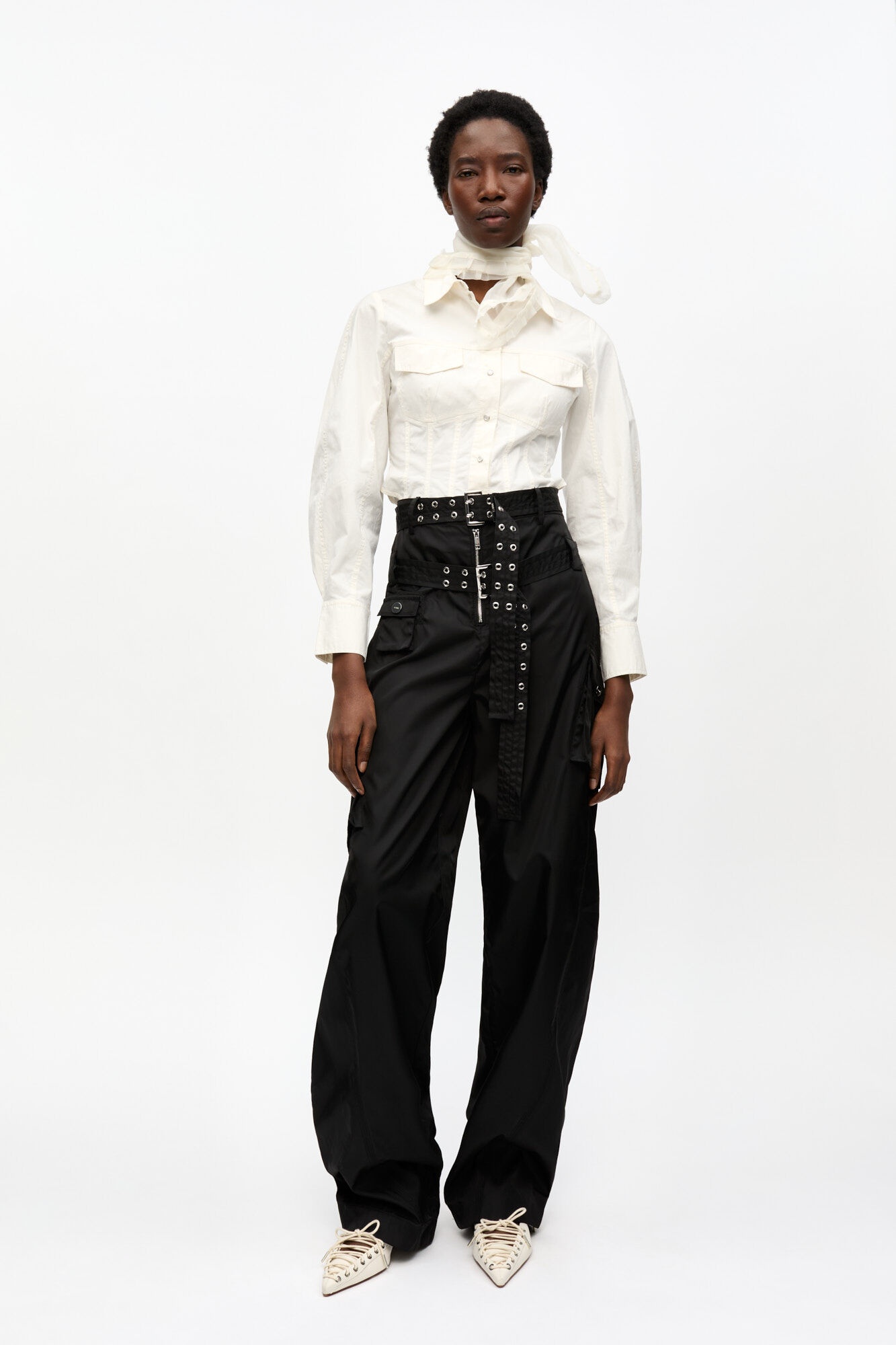 BLACK DUCHESSE NYLON POCKET PANTS - 2