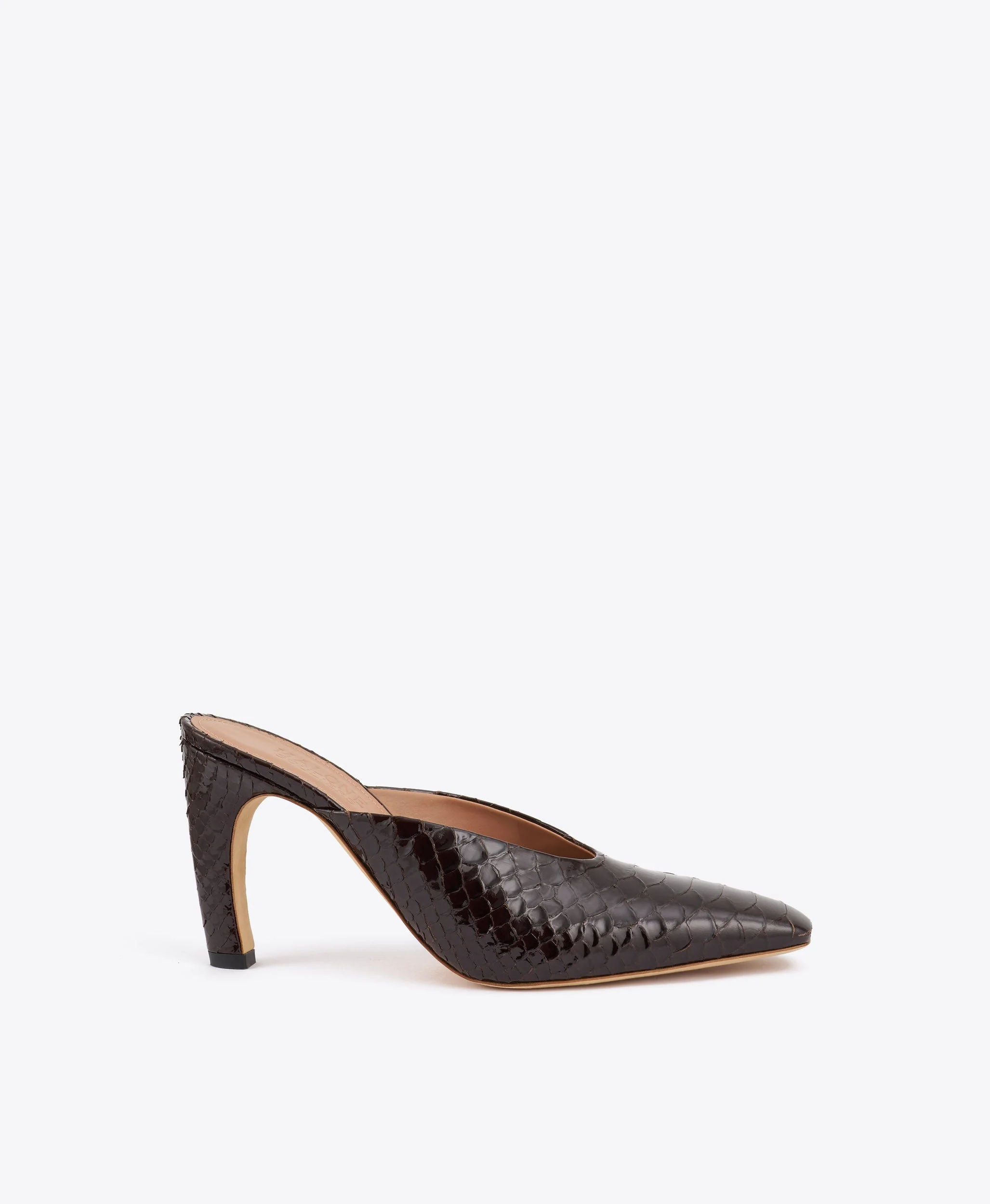 Rowe 90 Dark Brown Embossed Leather Mules - 1