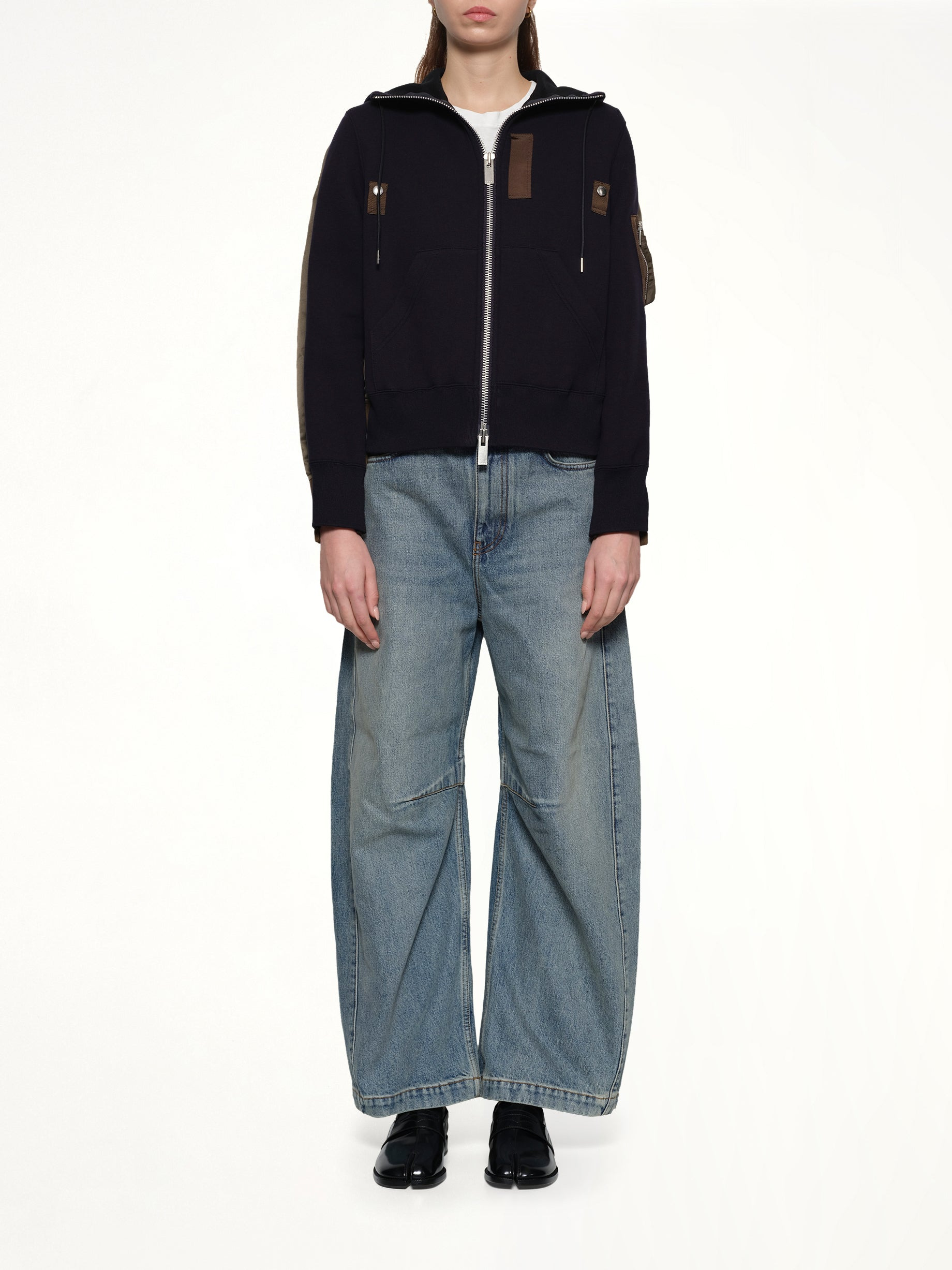 Sponge x Nylon Twill Hoodie in Navy/Dark Khaki - 7