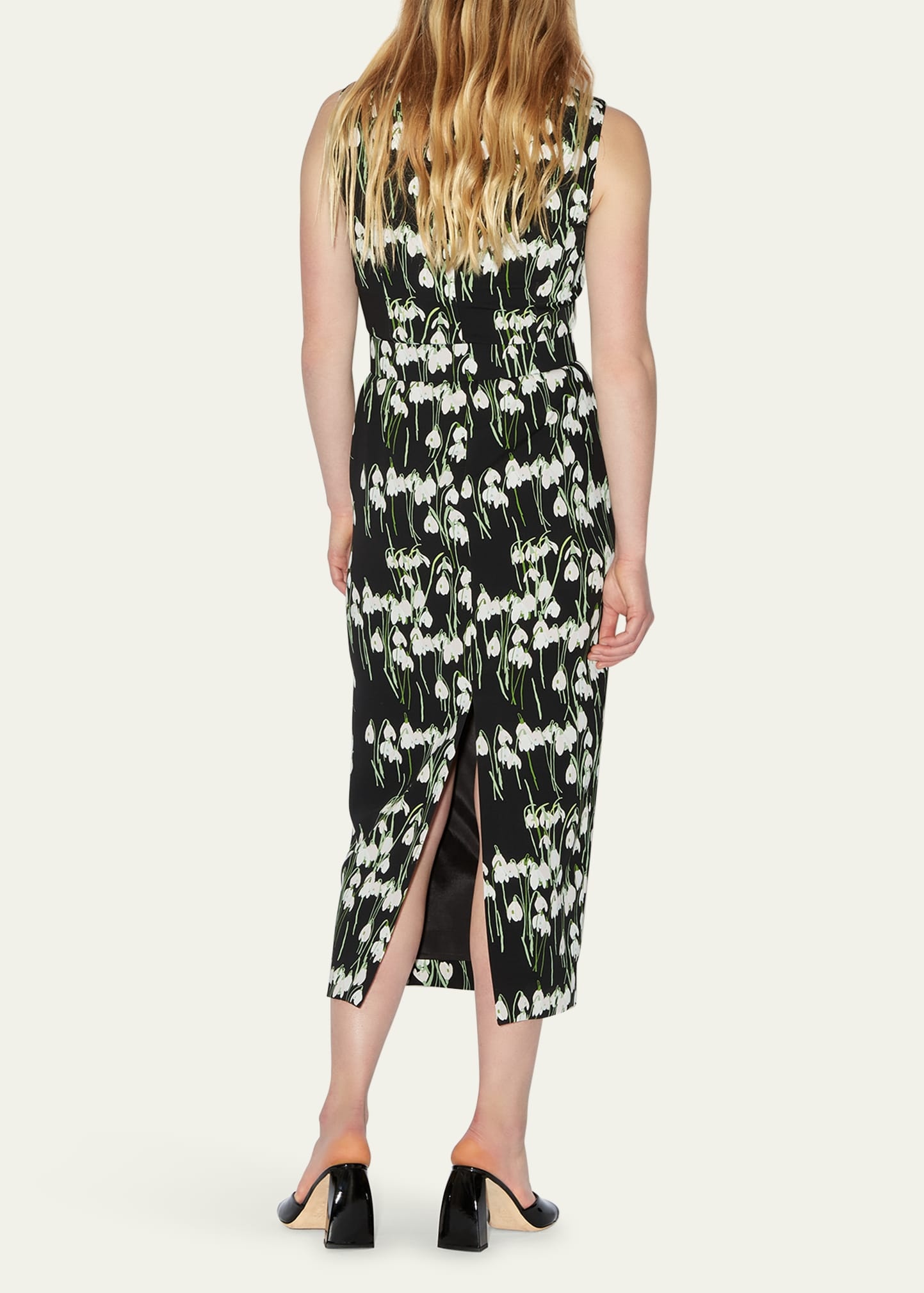 Flower-Print Boat-Neck Belted Midi Dress - 3