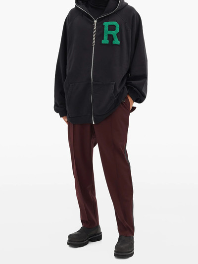 Raf Simons R-logo zip-up cotton-jersey hooded sweatshirt outlook