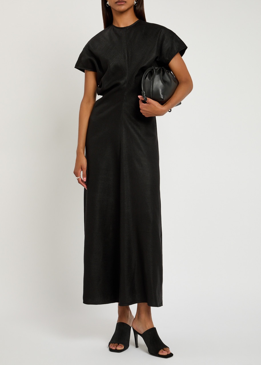 Toteme Slouched Waist Woven Midi Dress - 4