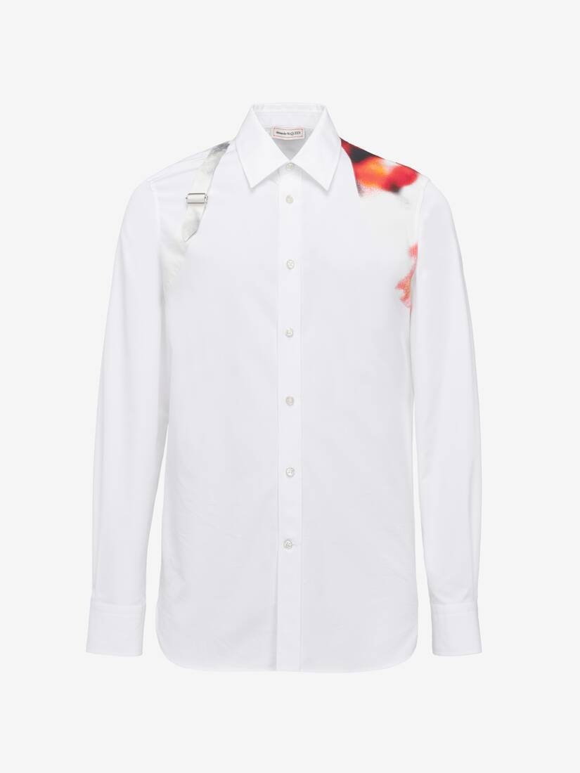 Men's Obscured Flower Harness Shirt in Optical White - 1