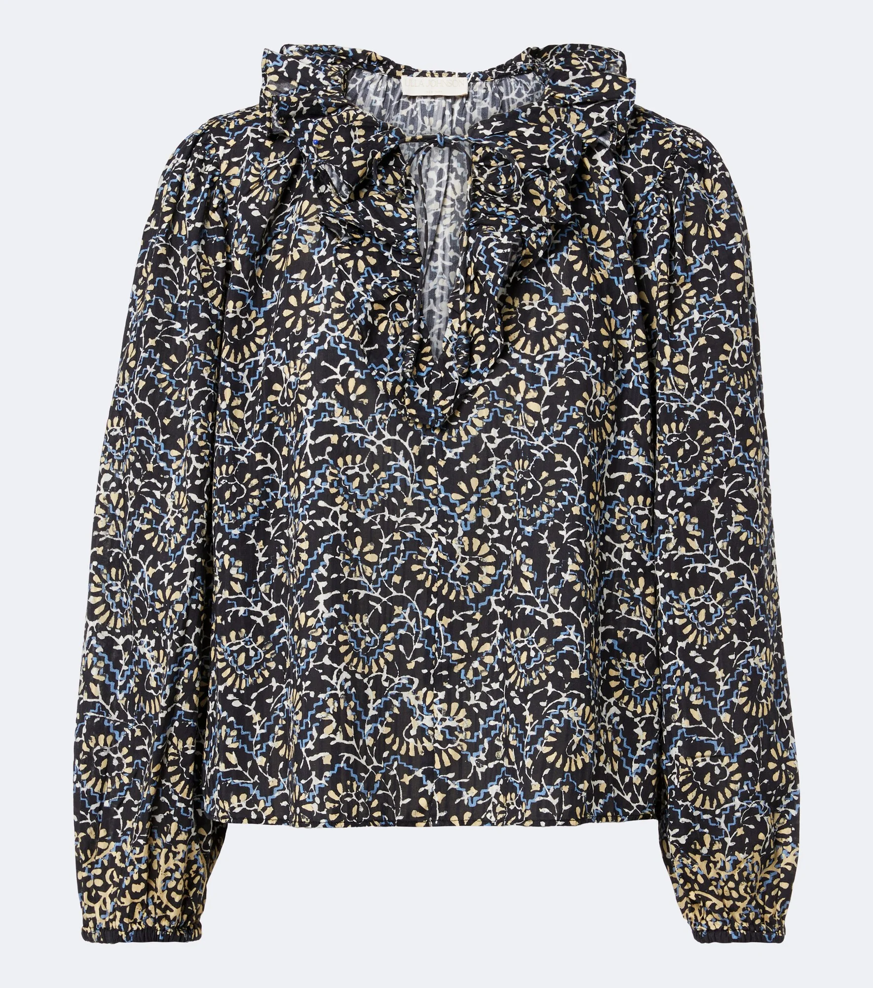 Siena printed ruffled cotton-blend top - 1