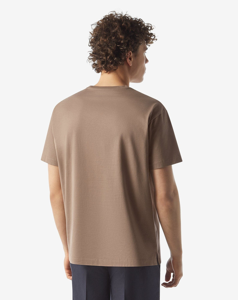 Brown crew neck cotton jersey t-shirt 3