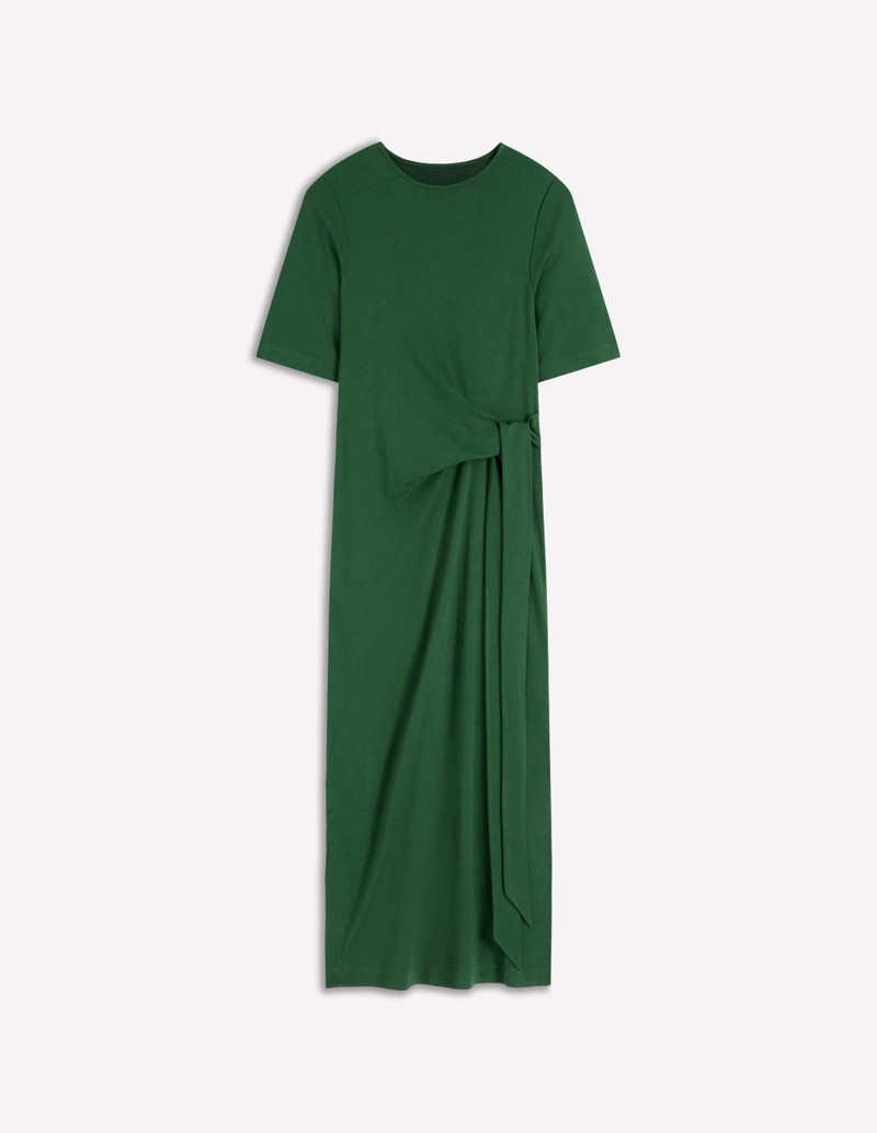 Zinnia Tie Ponte Midi Dress-Dark Green 1
