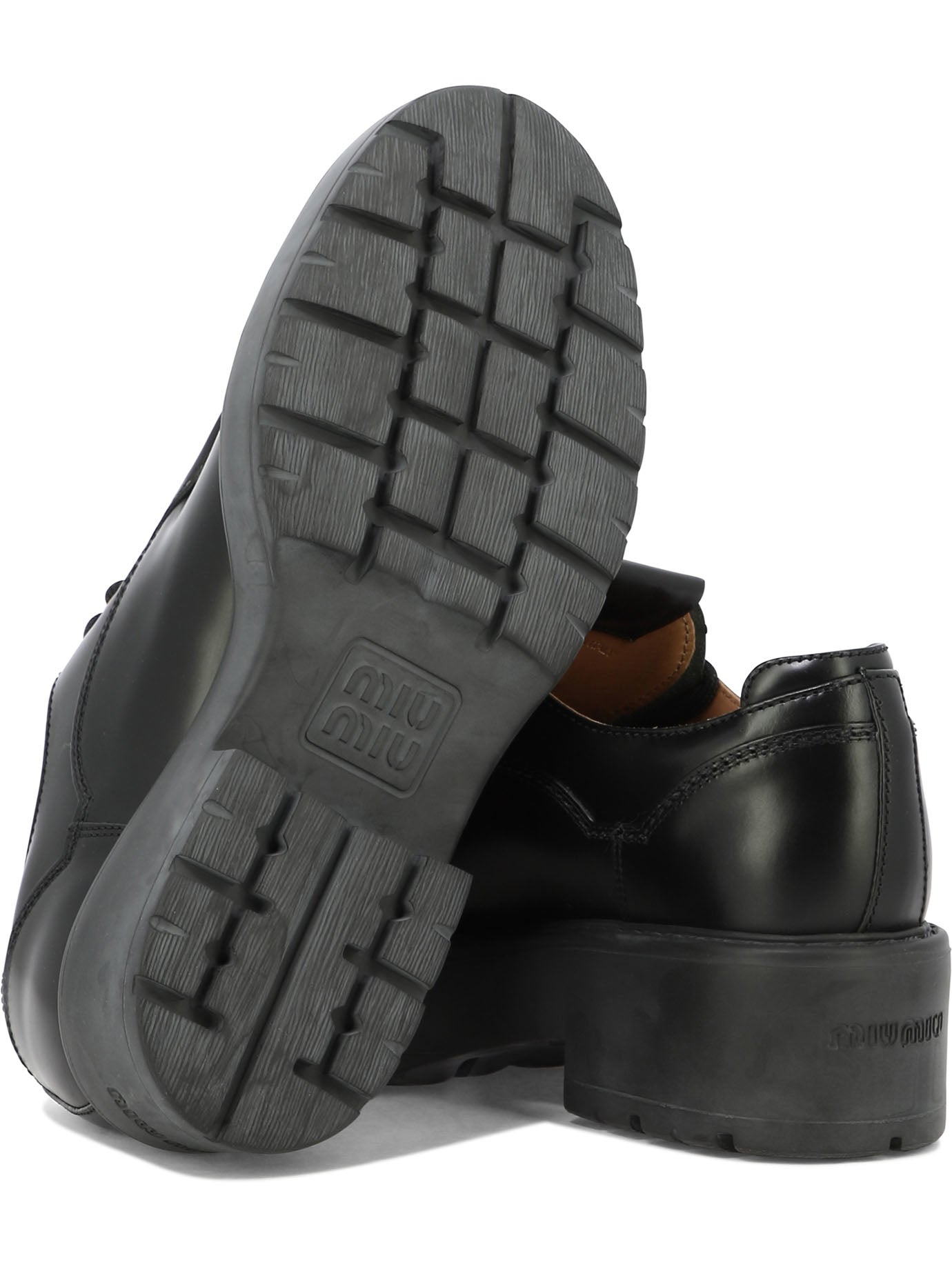 Miu Miu Leather Lace-up Loafers - 5