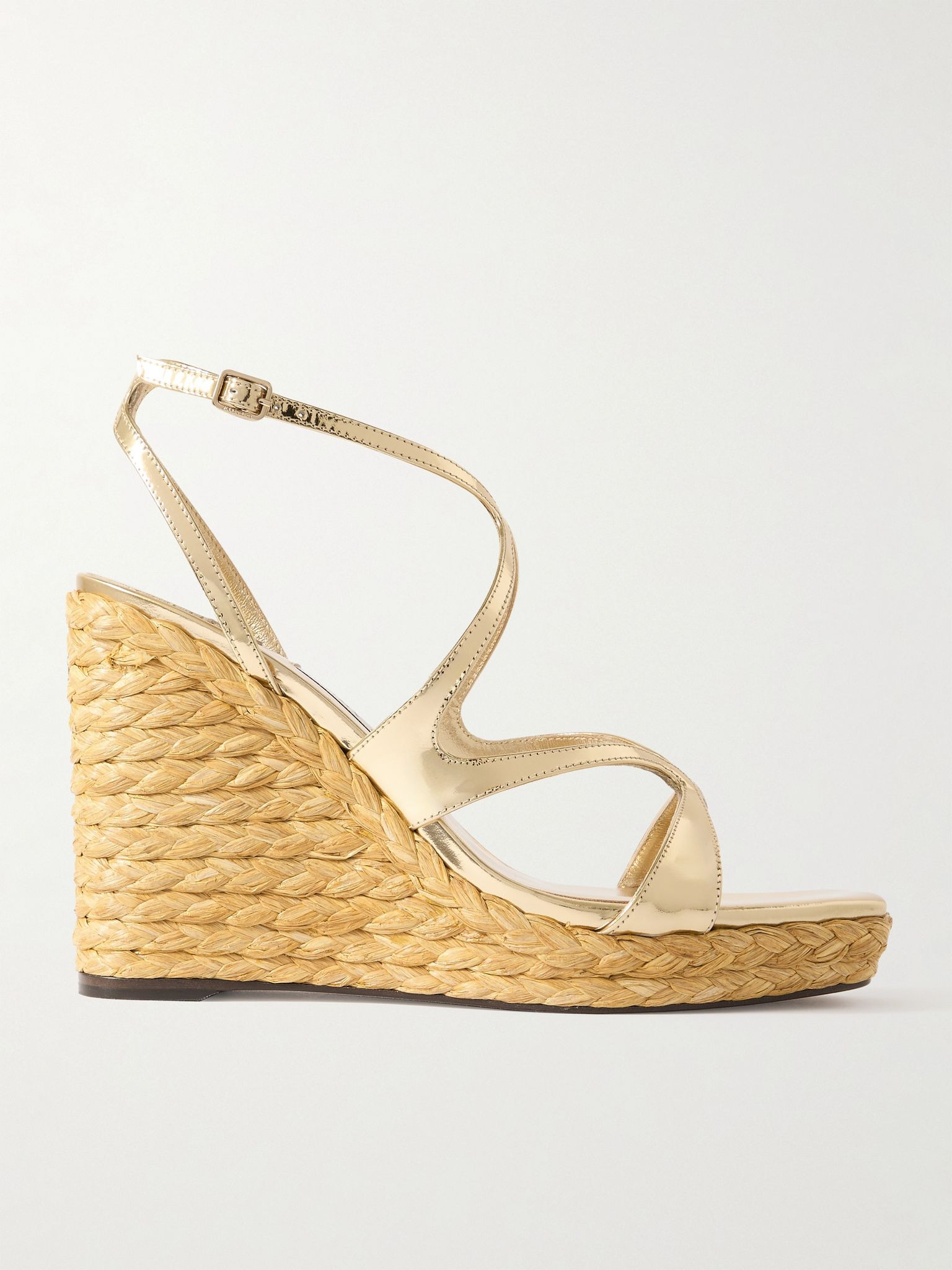 Ayla 110 metallic leather espadrille wedge sandals Gold - 1