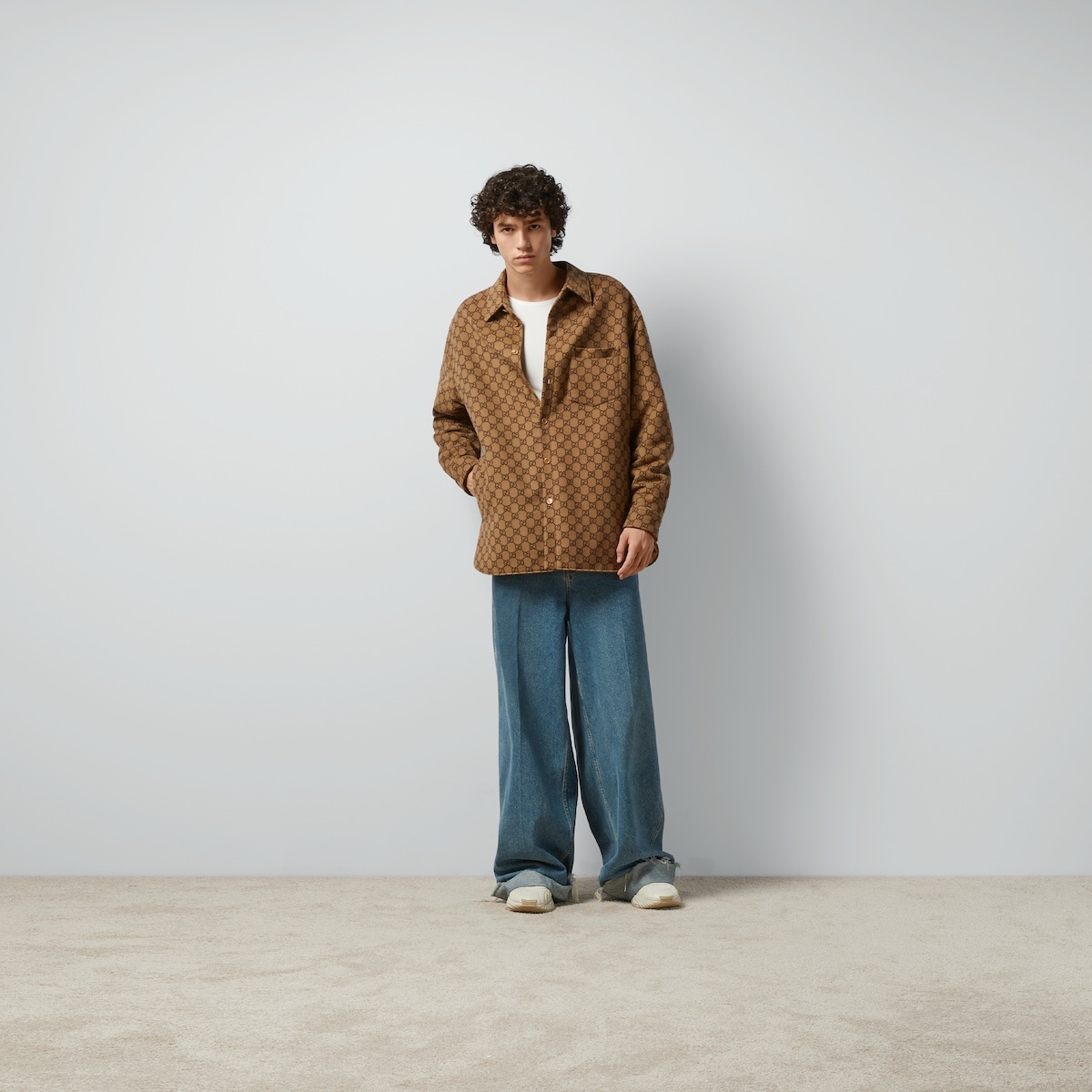 GG wool flannel padded overshirt - 2