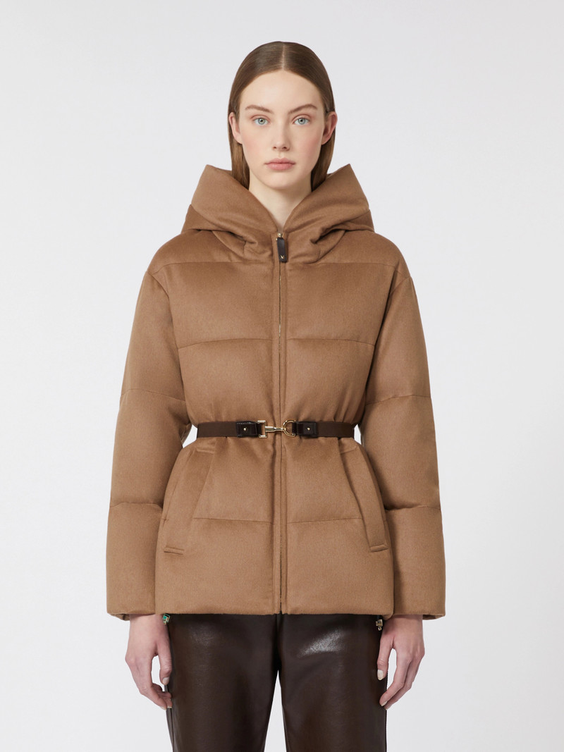 CORONA Short water-repellent canvas and camel down jacket - CAMEL 3