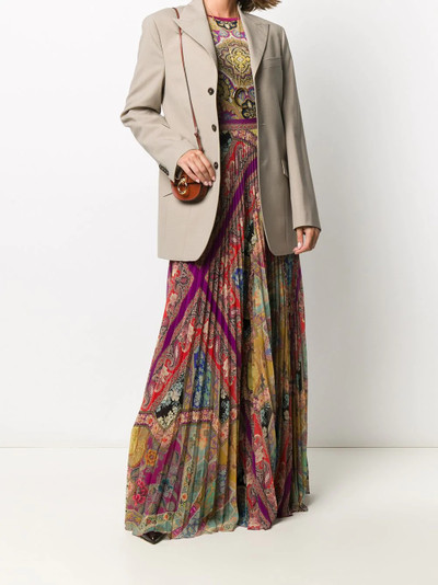 Etro mixed pattern pleated silk skirt outlook