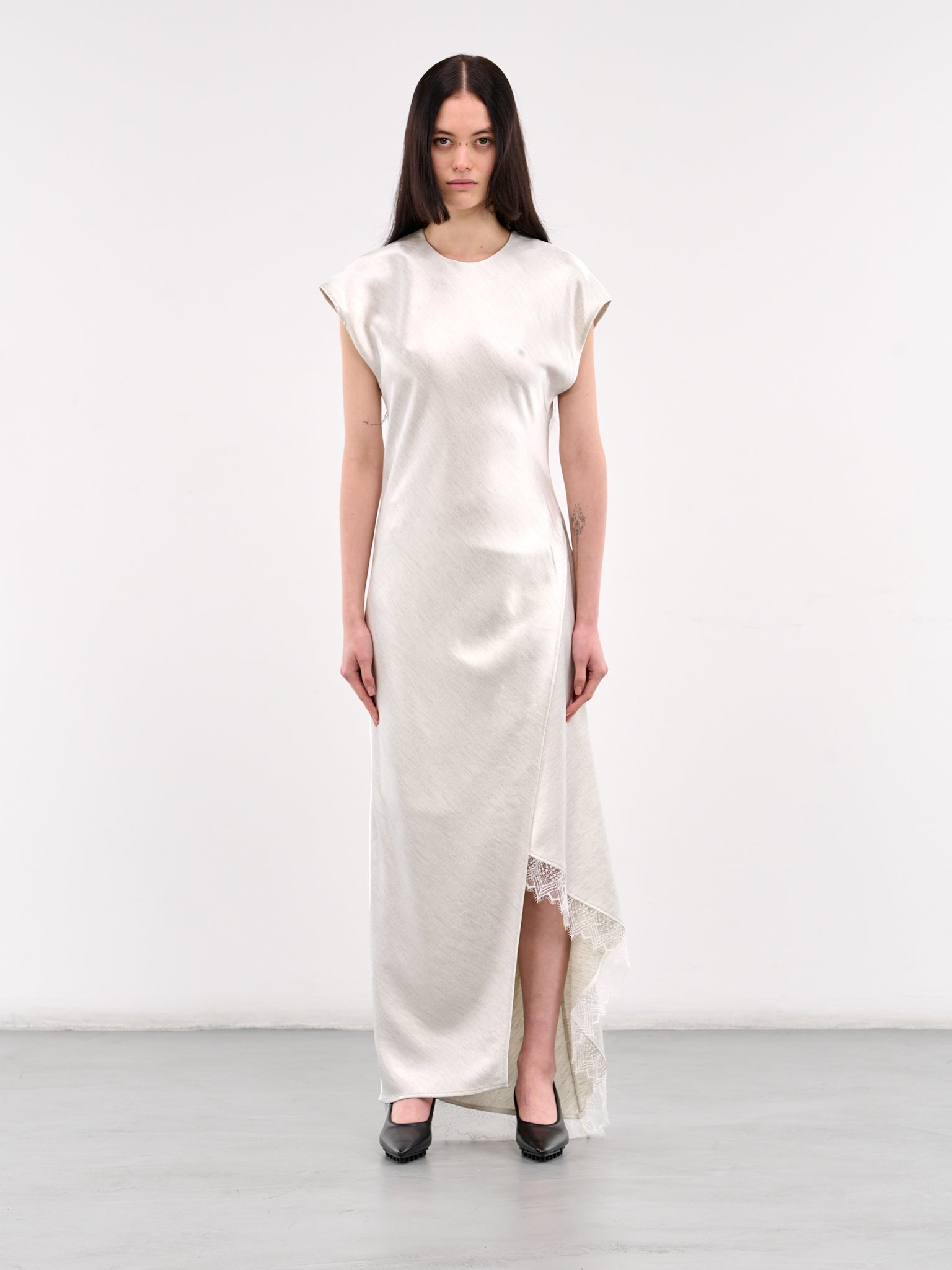 Asymmetric Lace Trim Layered Dress - 1
