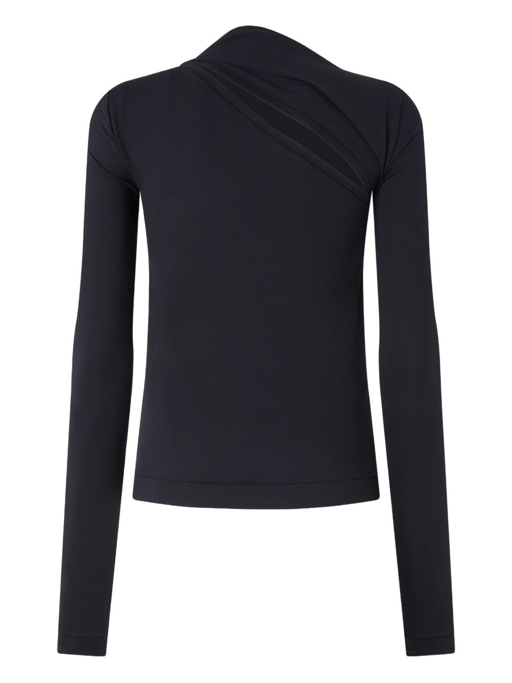 asymmetric-neck long-sleeve top - 2