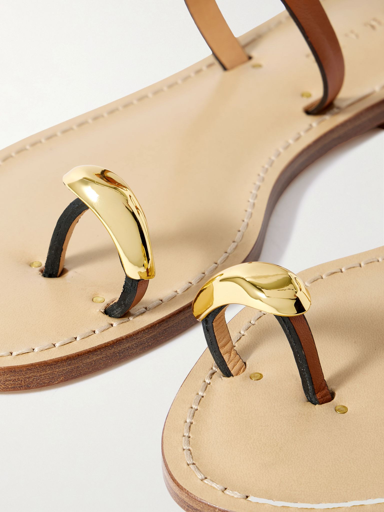 The Kigali embellished leather sandals Tan - 4