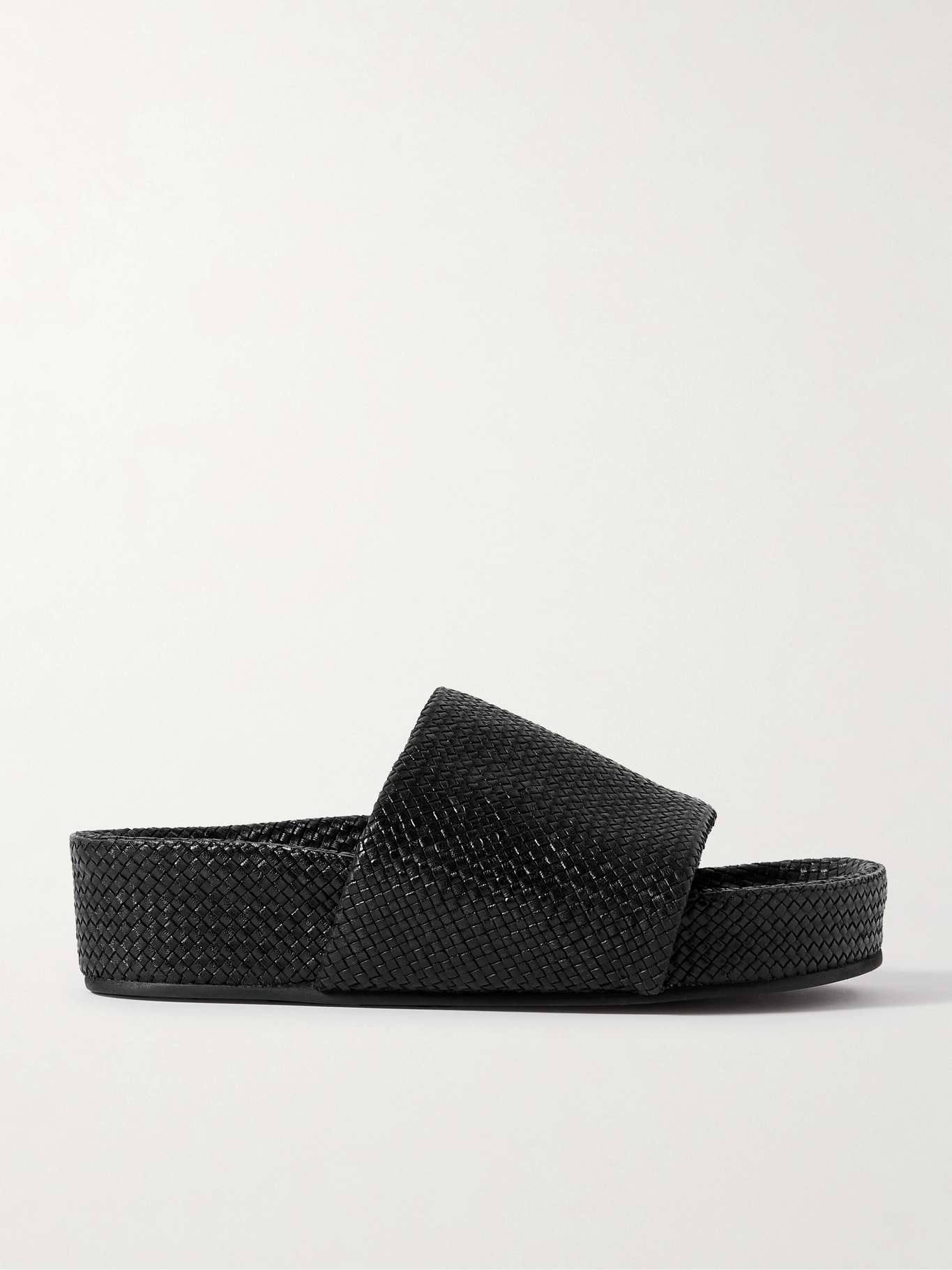 Woven leather platform slides - 1