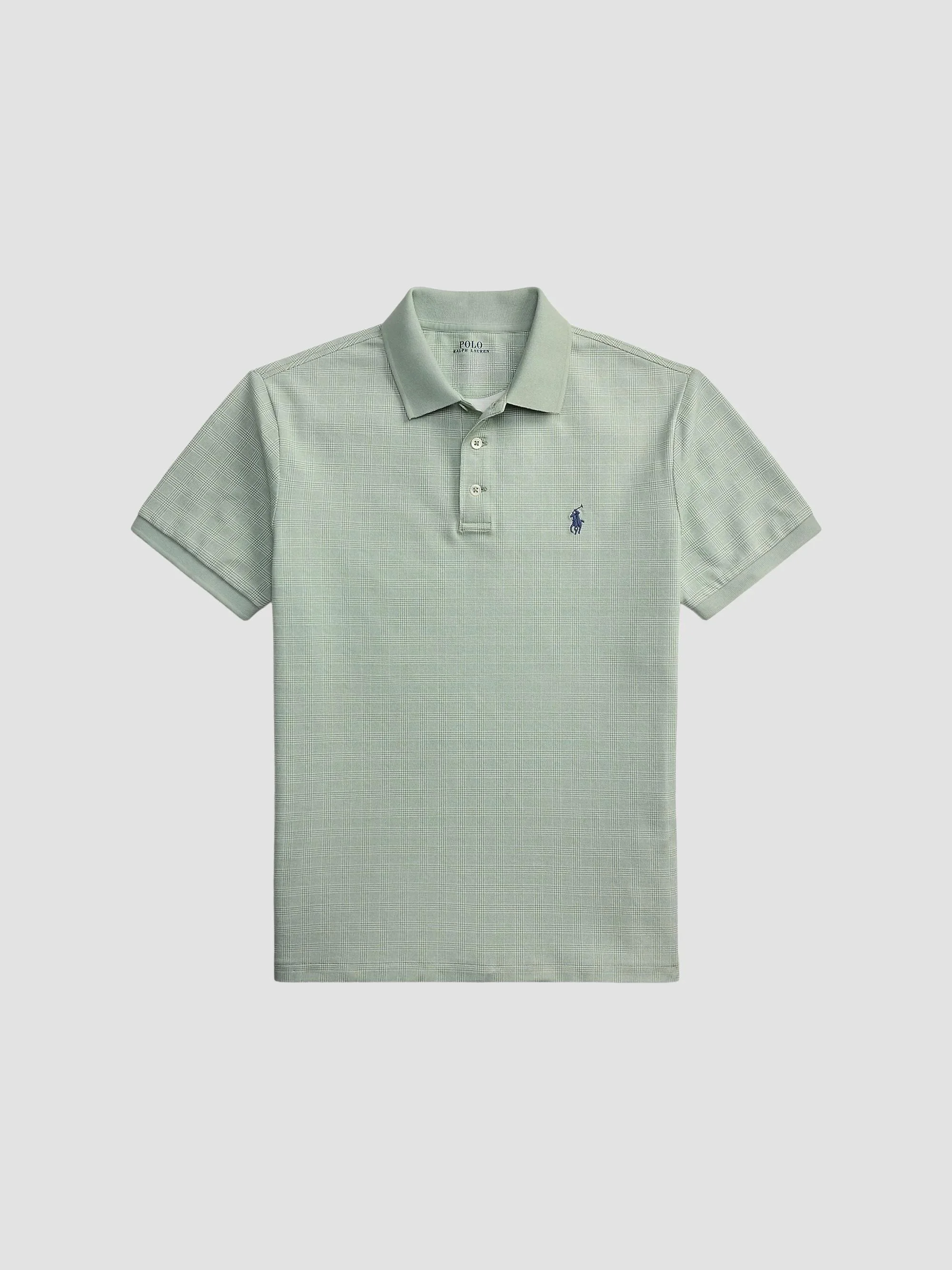 Men's Custom-Slim-Fit Stretch Mesh Polo Shirt - Small Glen Light Green - 1