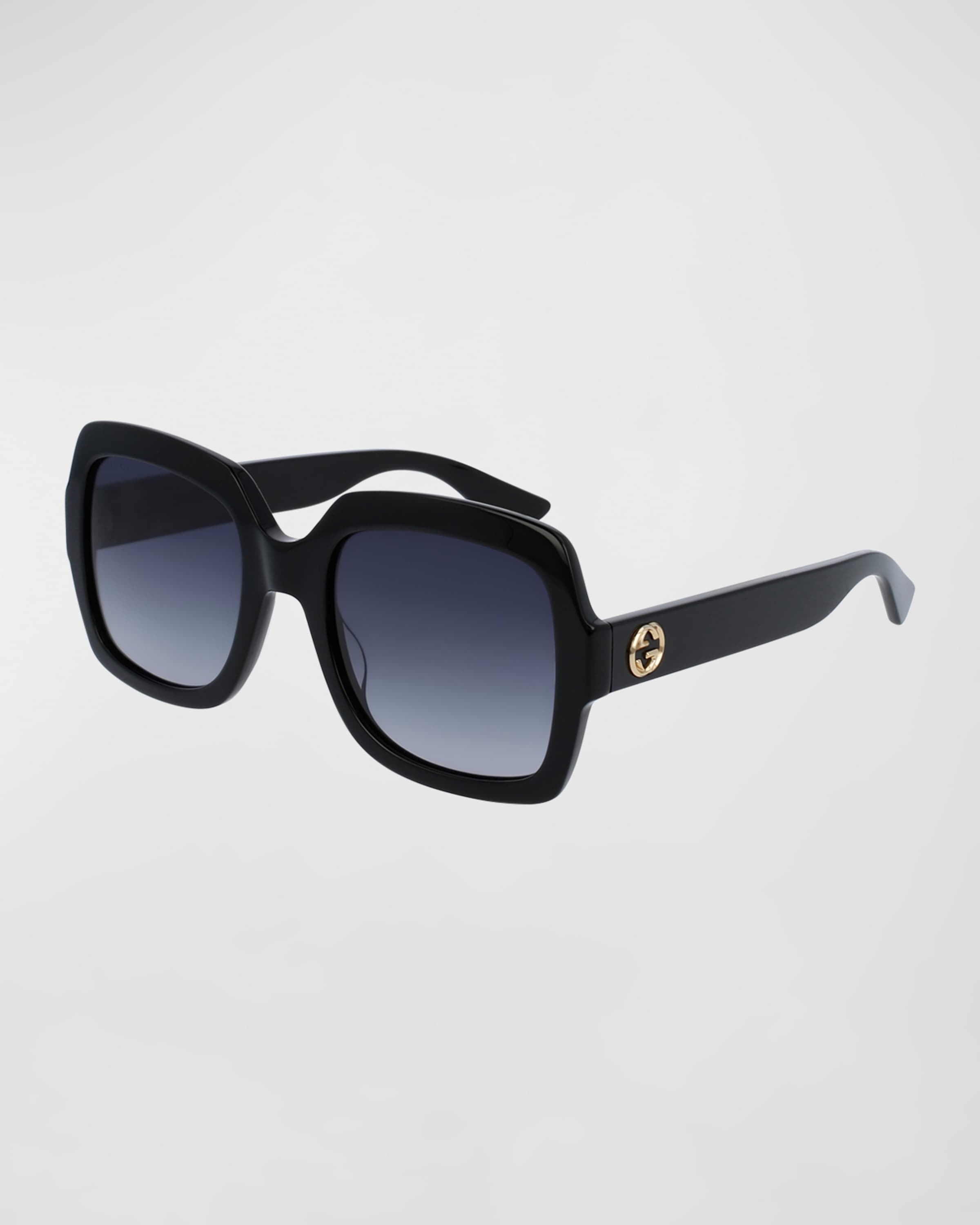 Classic Oversized Rectangular Sunglasses, Black - 1