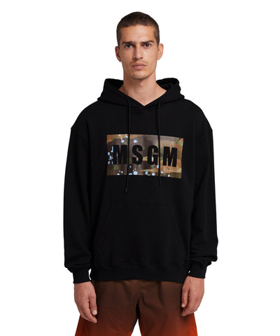MSGM Hooded sweatshirt with camo box logo outlook