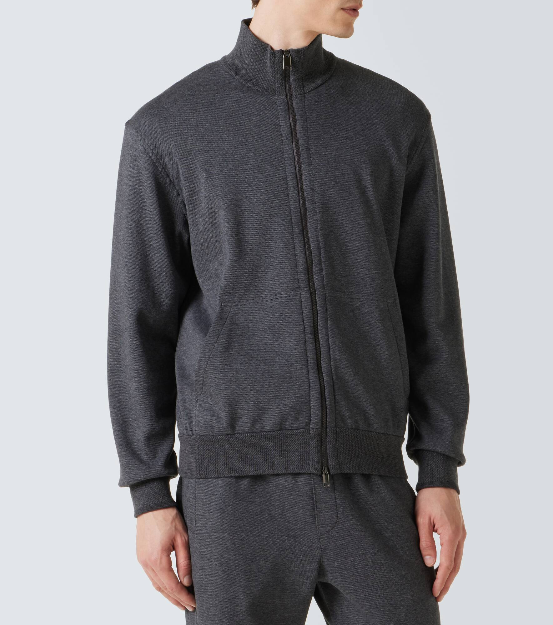 Cotton-blend zip-up sweatshirt - 3