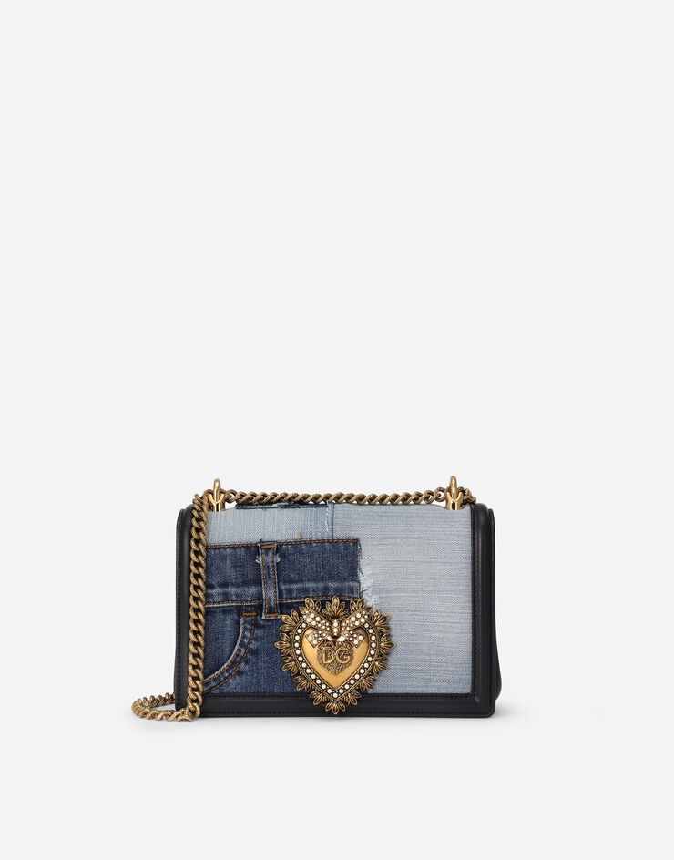 Medium Devotion bag in patchwork denim and plain calfskin - 1