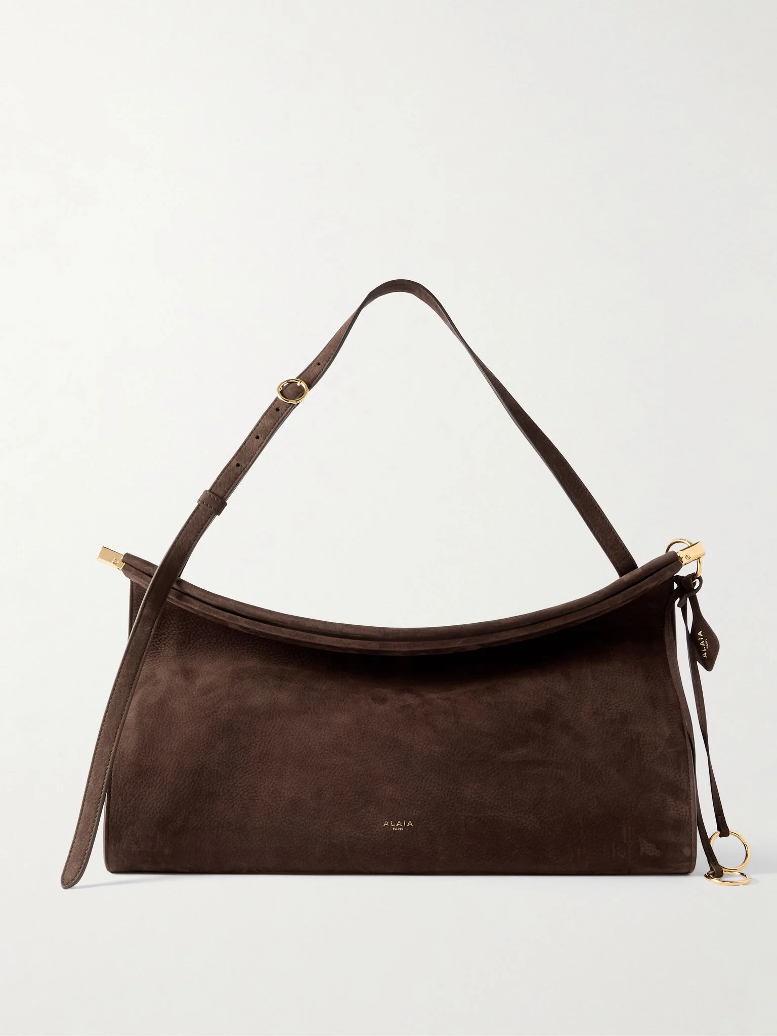 Le Click large nubuck shoulder bag Brown - 1