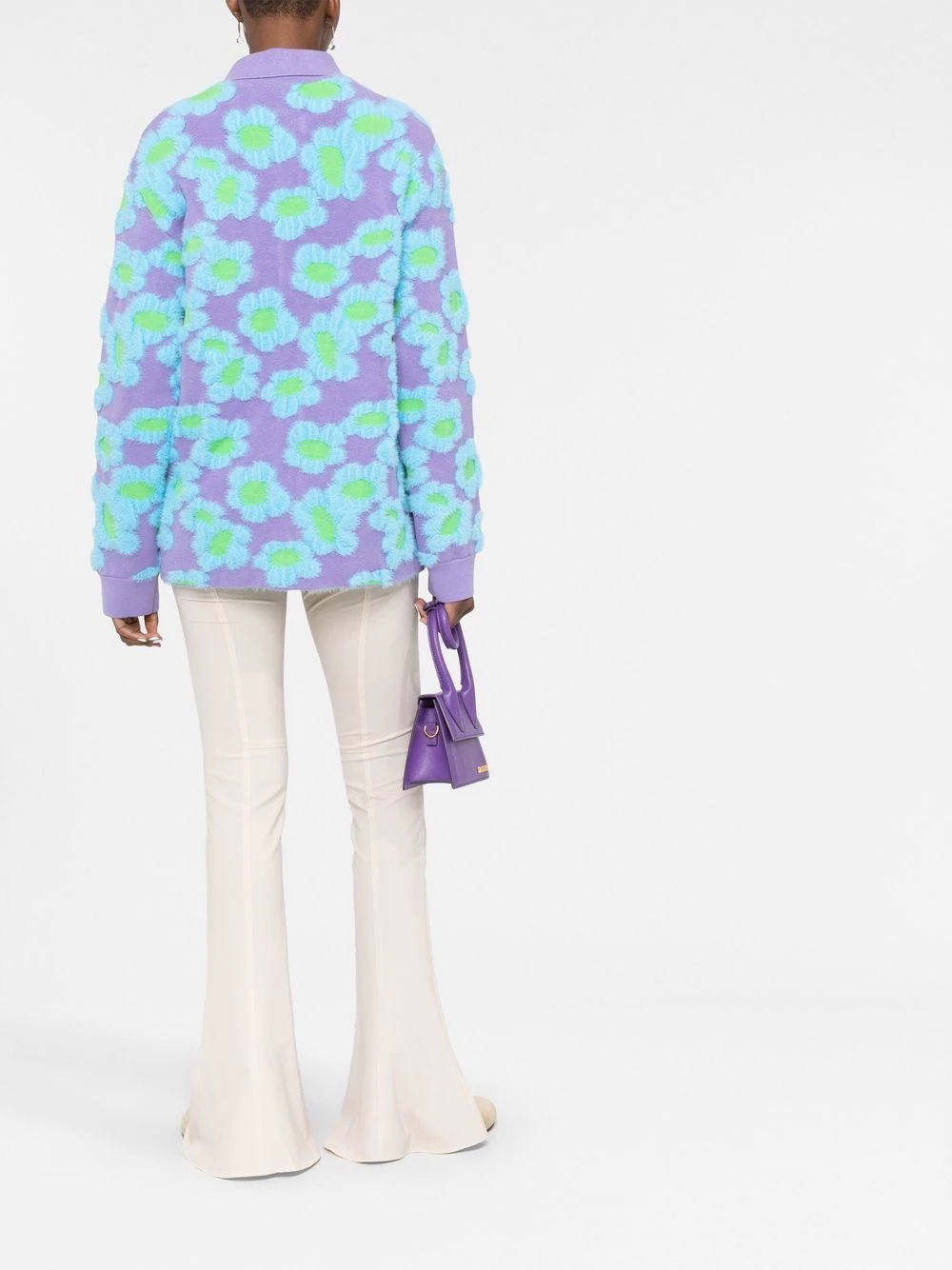 floral-patterned collared cardigan - 4