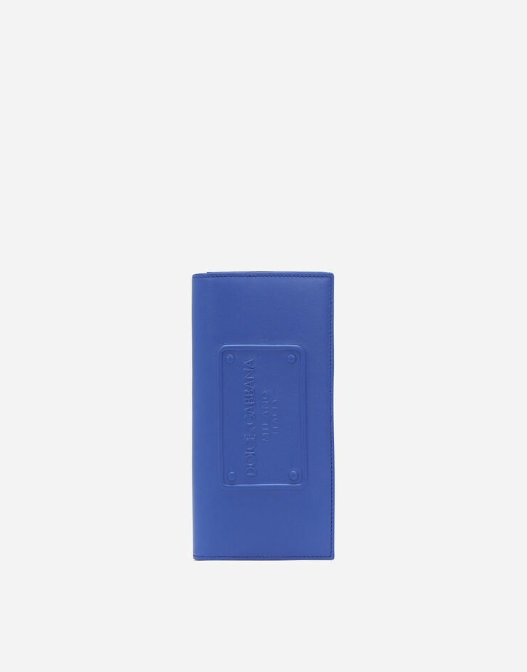 Calfskin vertical wallet with raised logo - 1