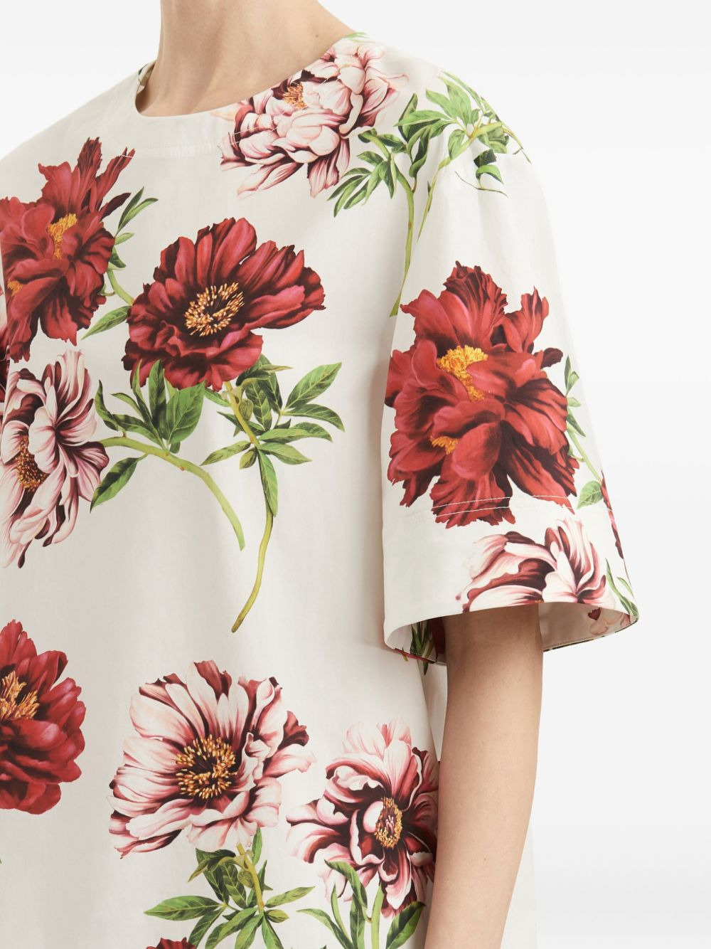 peony-print shift mini dress - 5