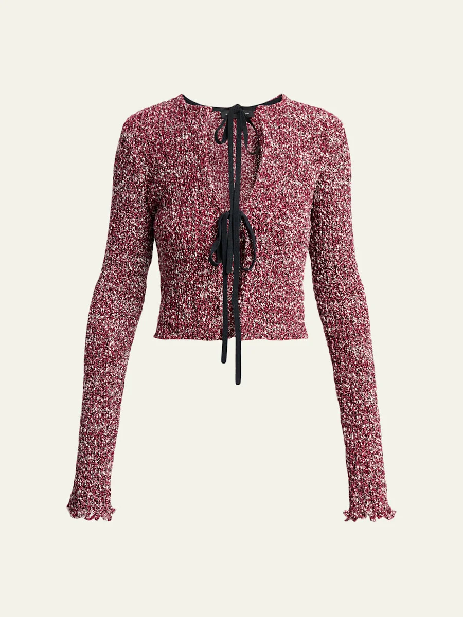 Colette Boucle Tie-Front Crop Top - 1