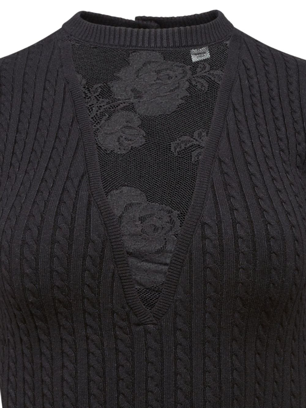 Quinn cable-knit lace-insert dress - 2