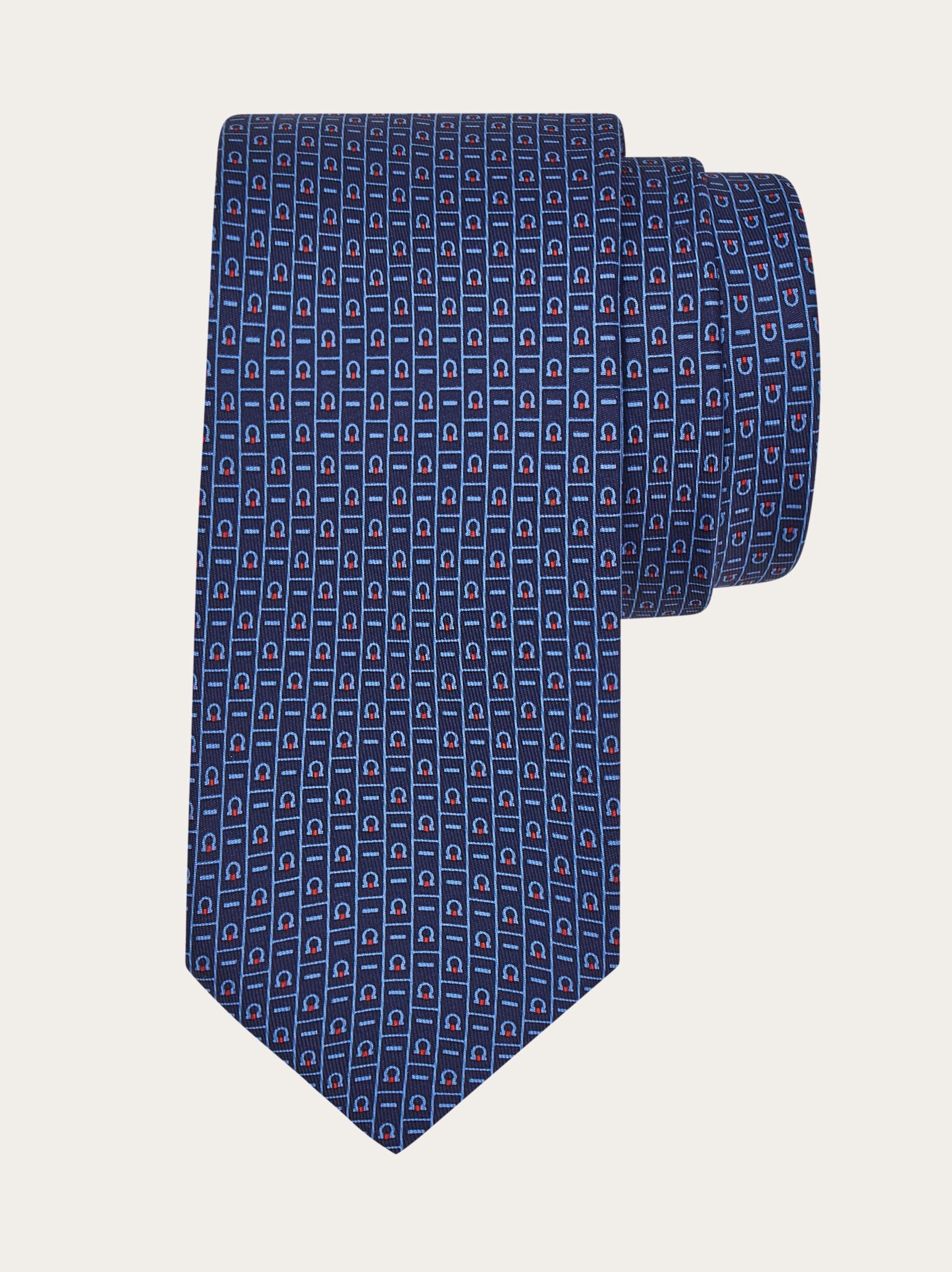 Gancini Monogram print silk tie - 1