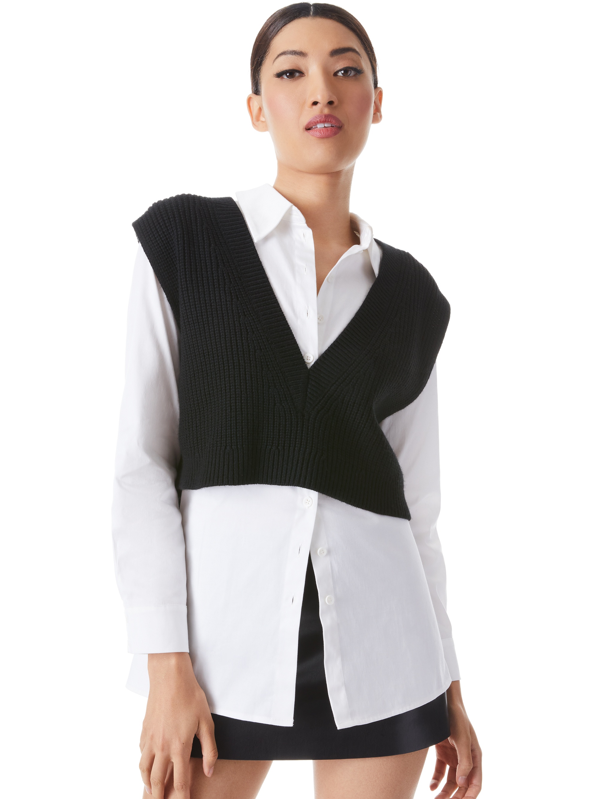 ORLY SWEATER VEST COMBINATION TOP - 2
