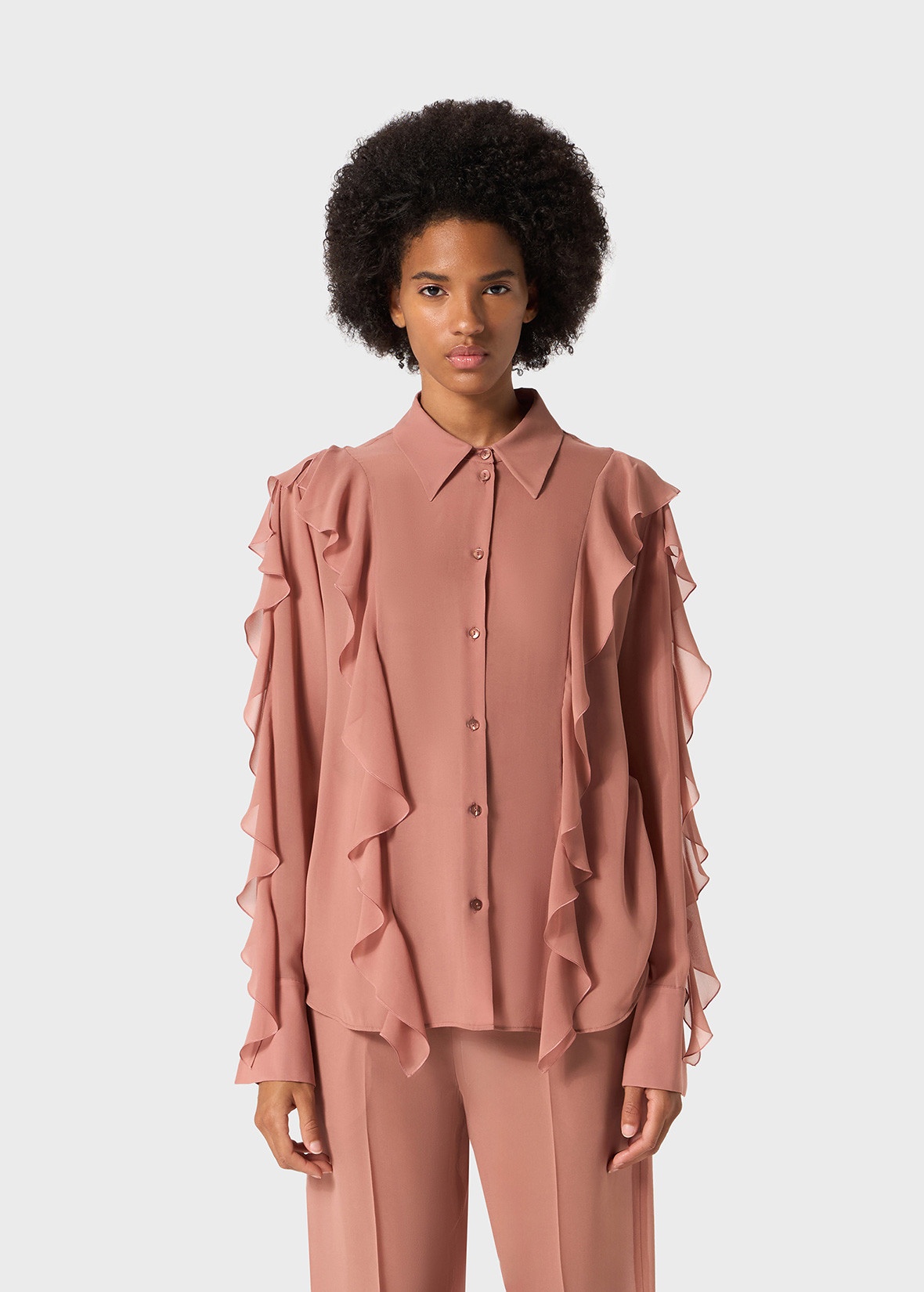 SILK SHIRT WITH RUFFLES - 3