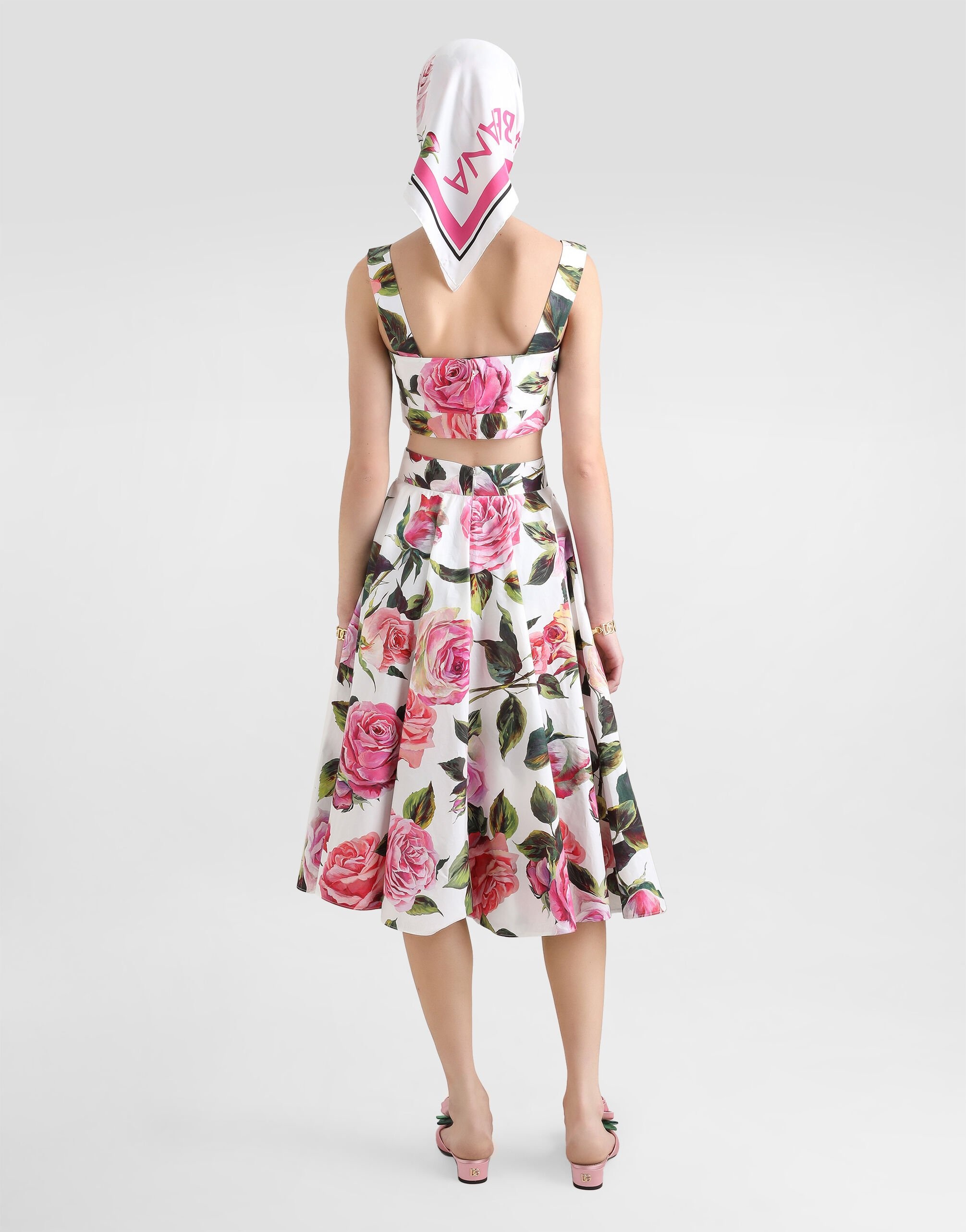 Rose-print cotton circle skirt - 3