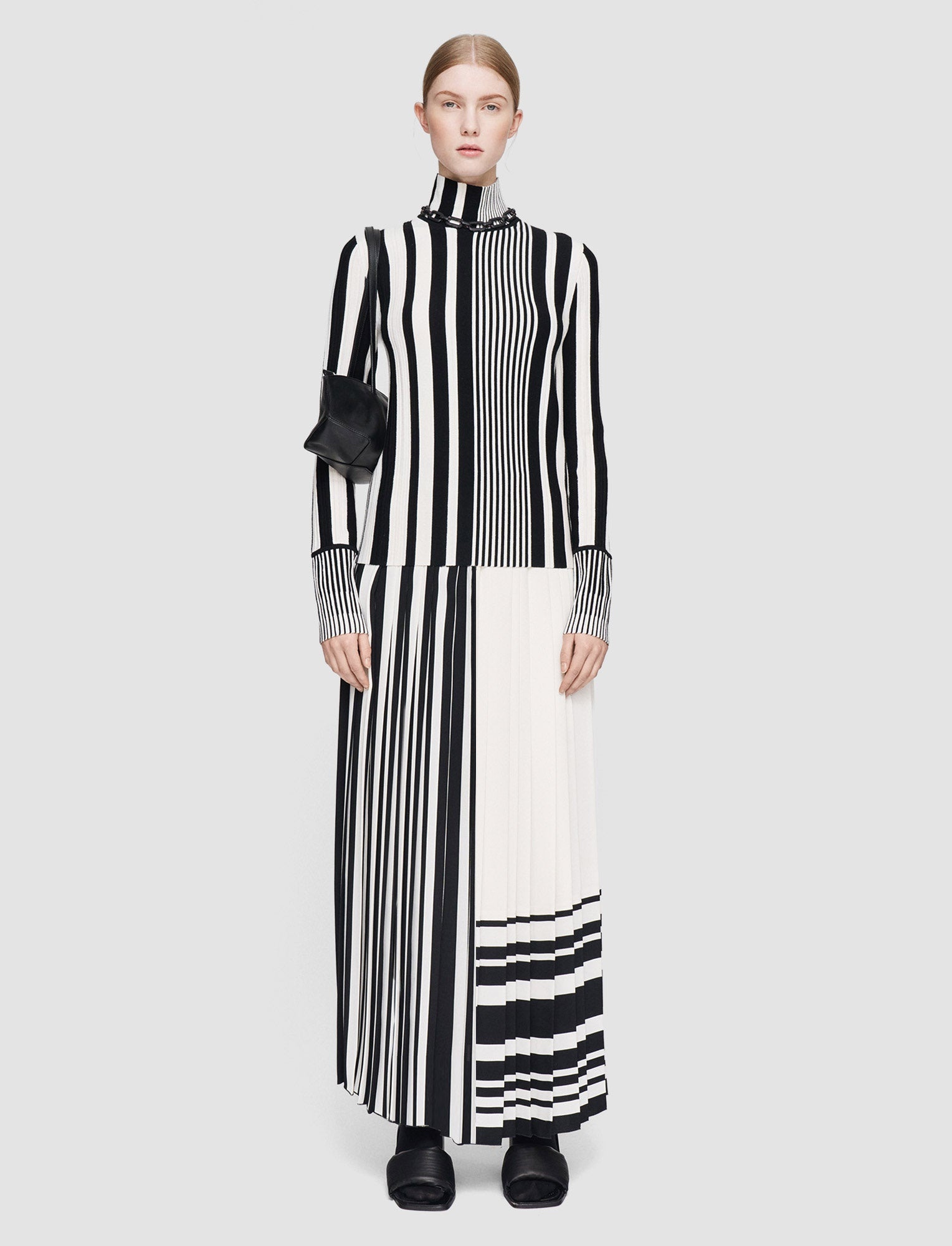Stripes and Pleats High Neck Jumper - 2