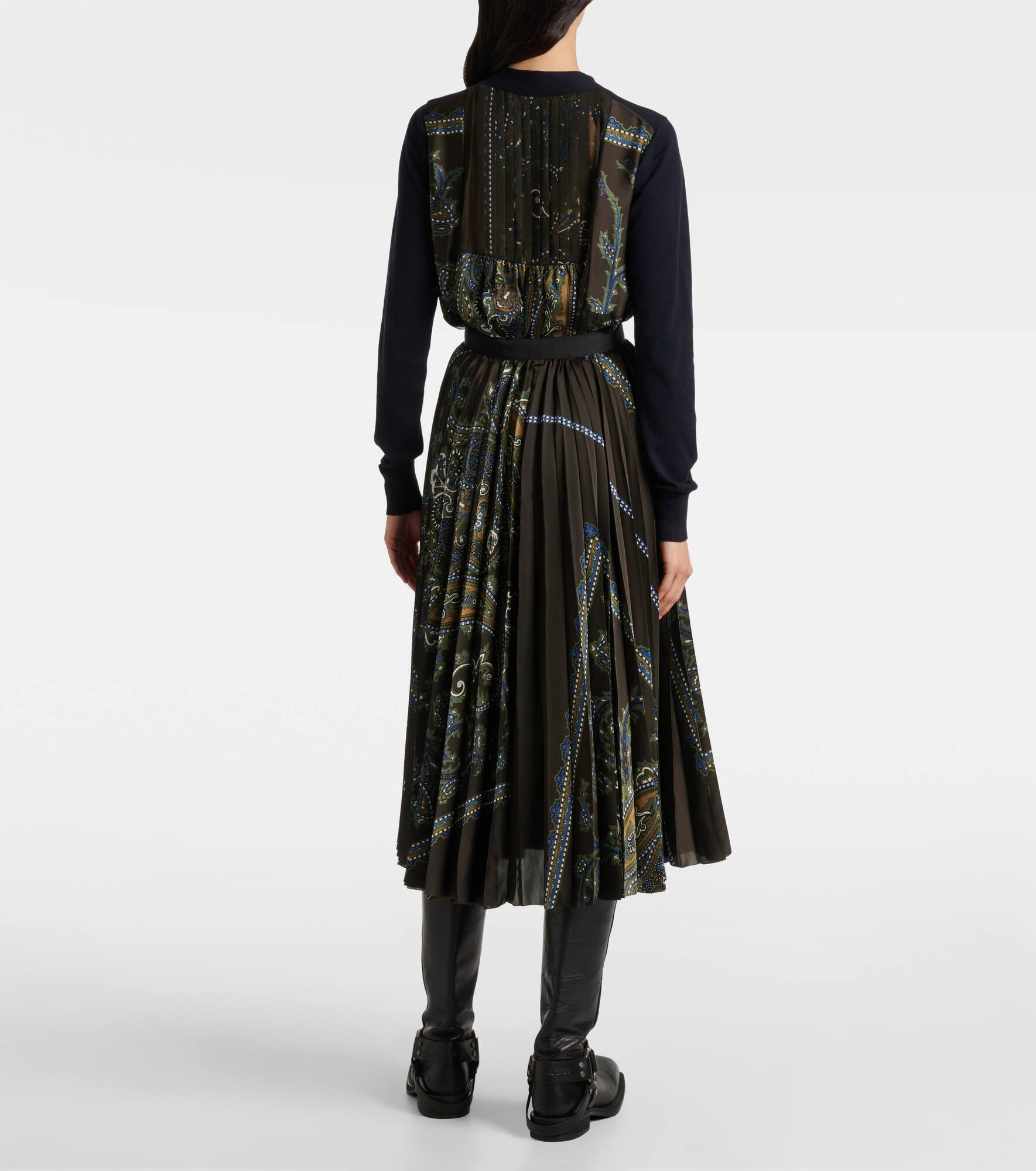Paisley plissé midi skirt - 3
