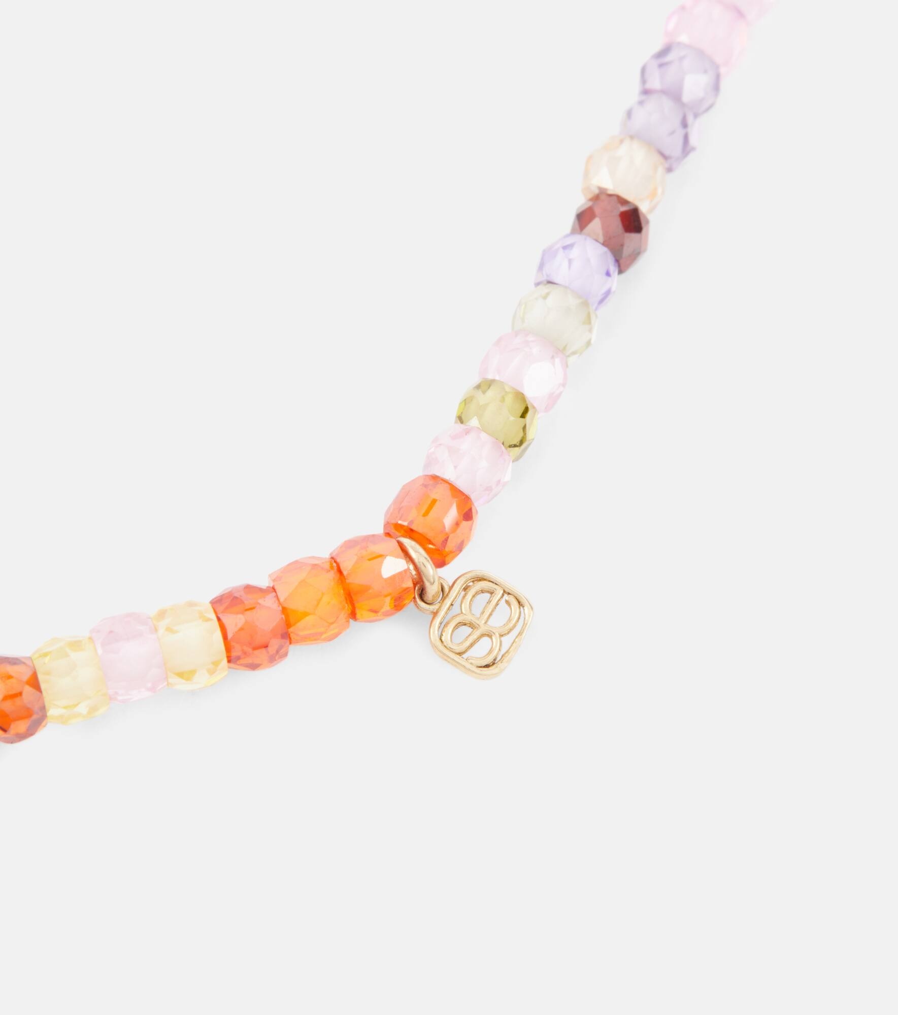 14kt gold beaded charm bracelet with zircon - 4